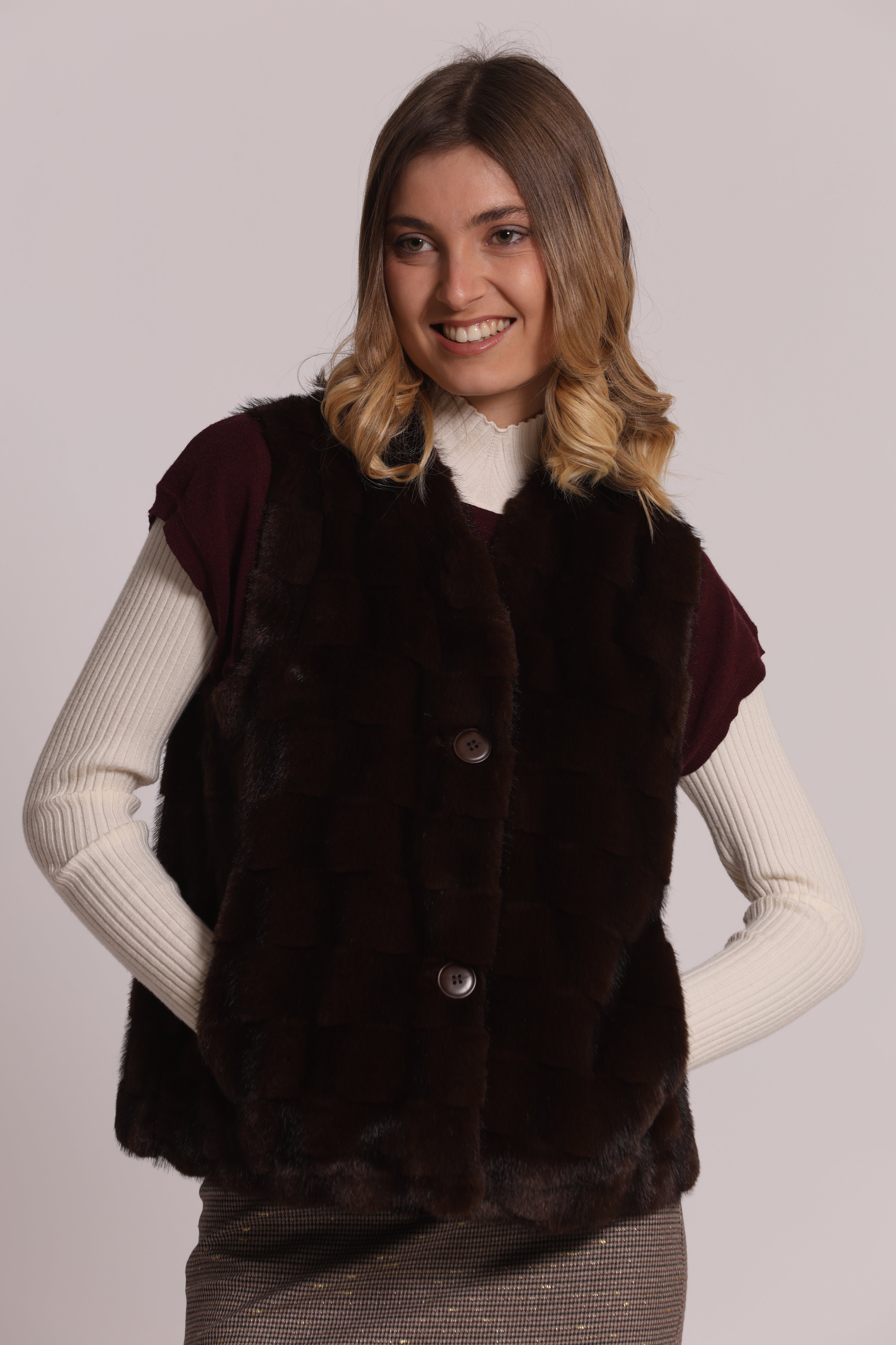 Mimi Mua Gilet Effetto Pelliccia Nero