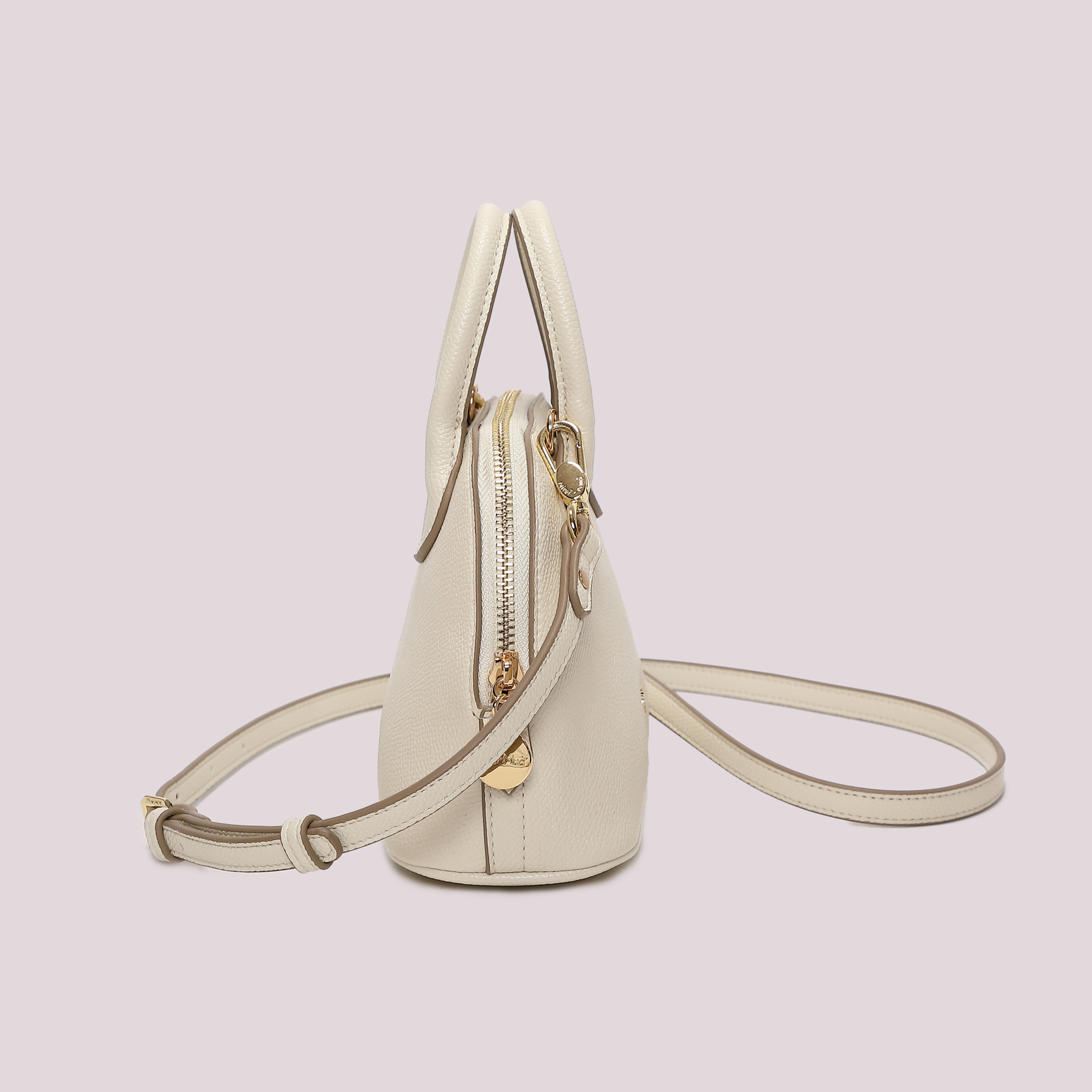 Mimi Mua Borsa Piccola a Tracolla con Manici Panna Ecopelle