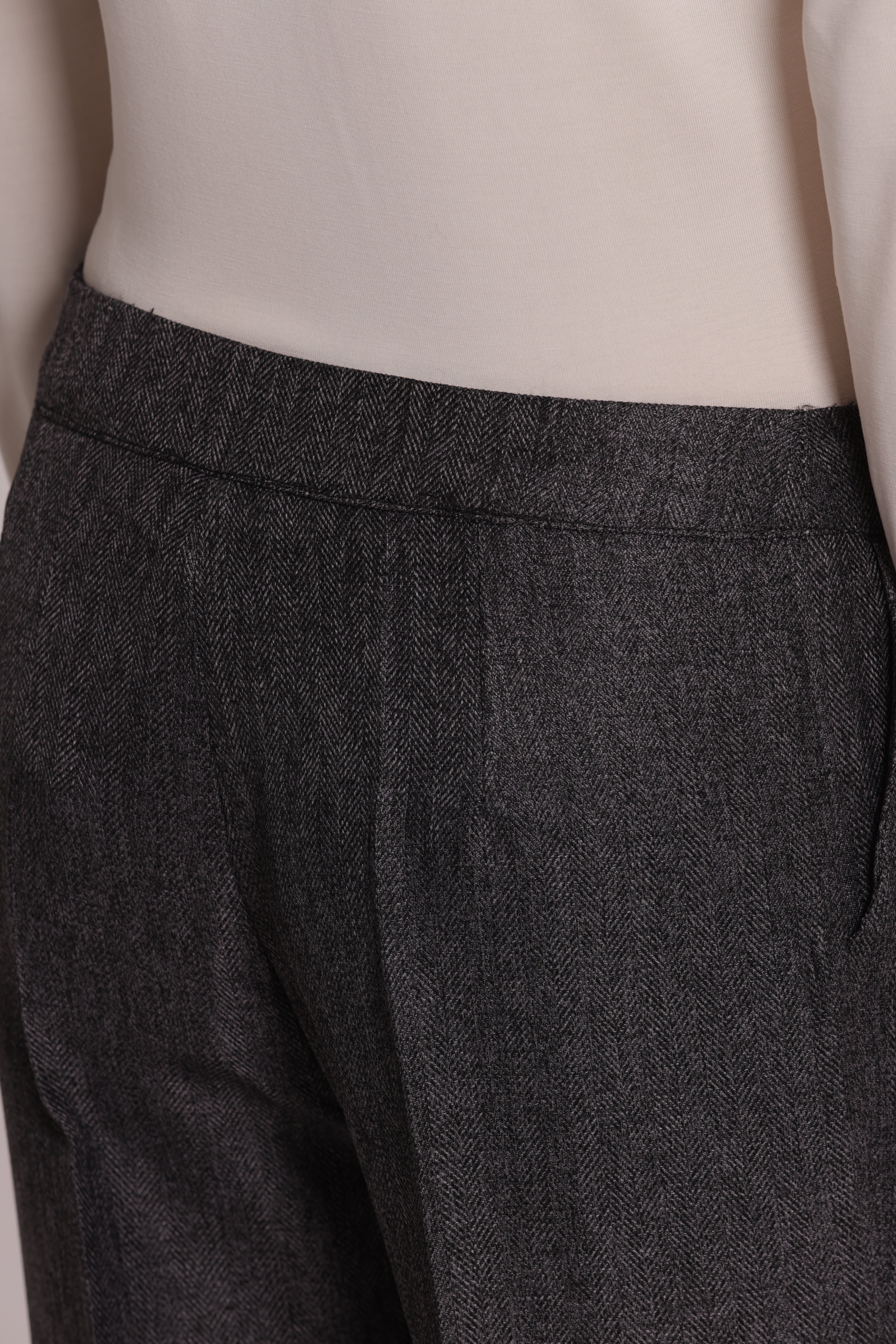 Mimi Mua Pantalone Palazzo Tweed Spigato Moro