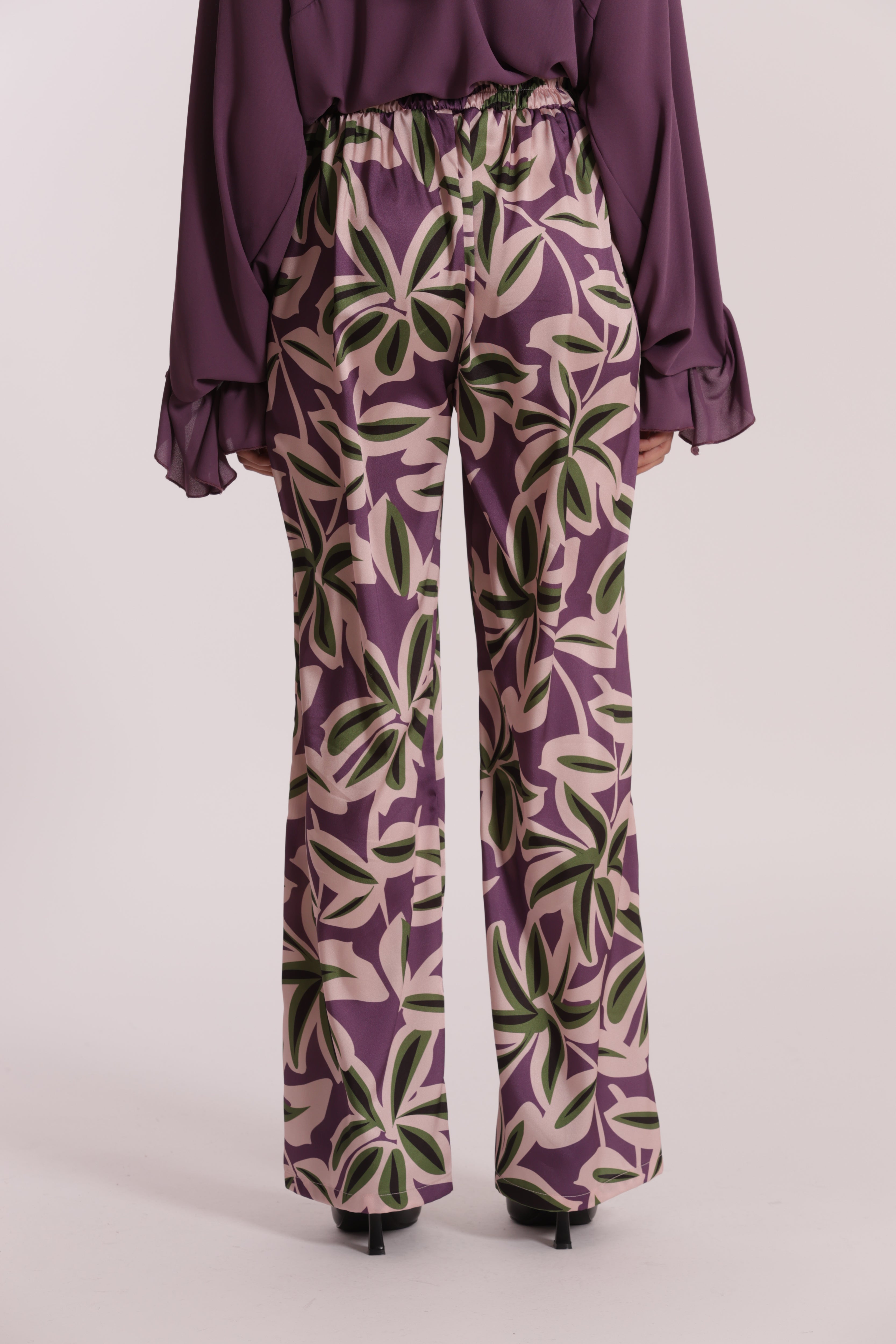 Mimi Mua Pantalone Lungo Fantasia Botanica Malva leggero