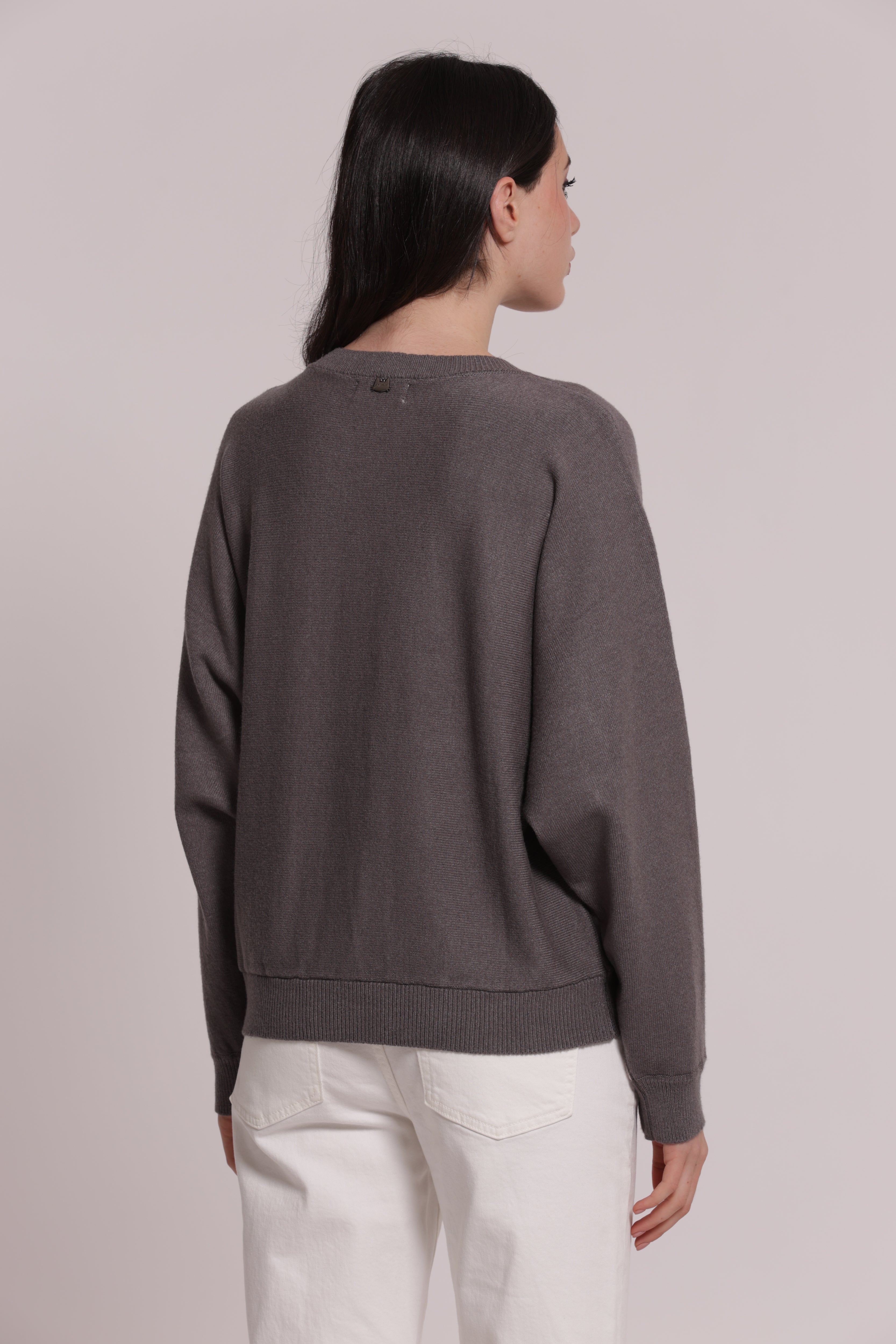 Mimi Mua Maglia Scollo Tondo Treccia in Viscosa