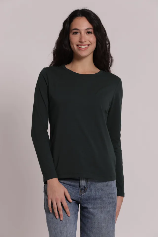 Mimi Mua T-Shirt Maniche Lunghe Ricamo Dietro Nera