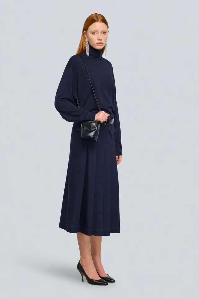 Semicouture Freda dolcevita lana pettinata nera