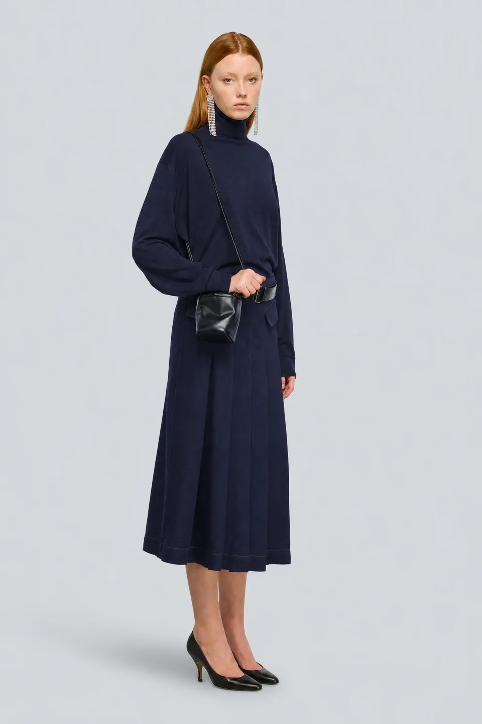 Semicouture Freda dolcevita lana pettinata nera