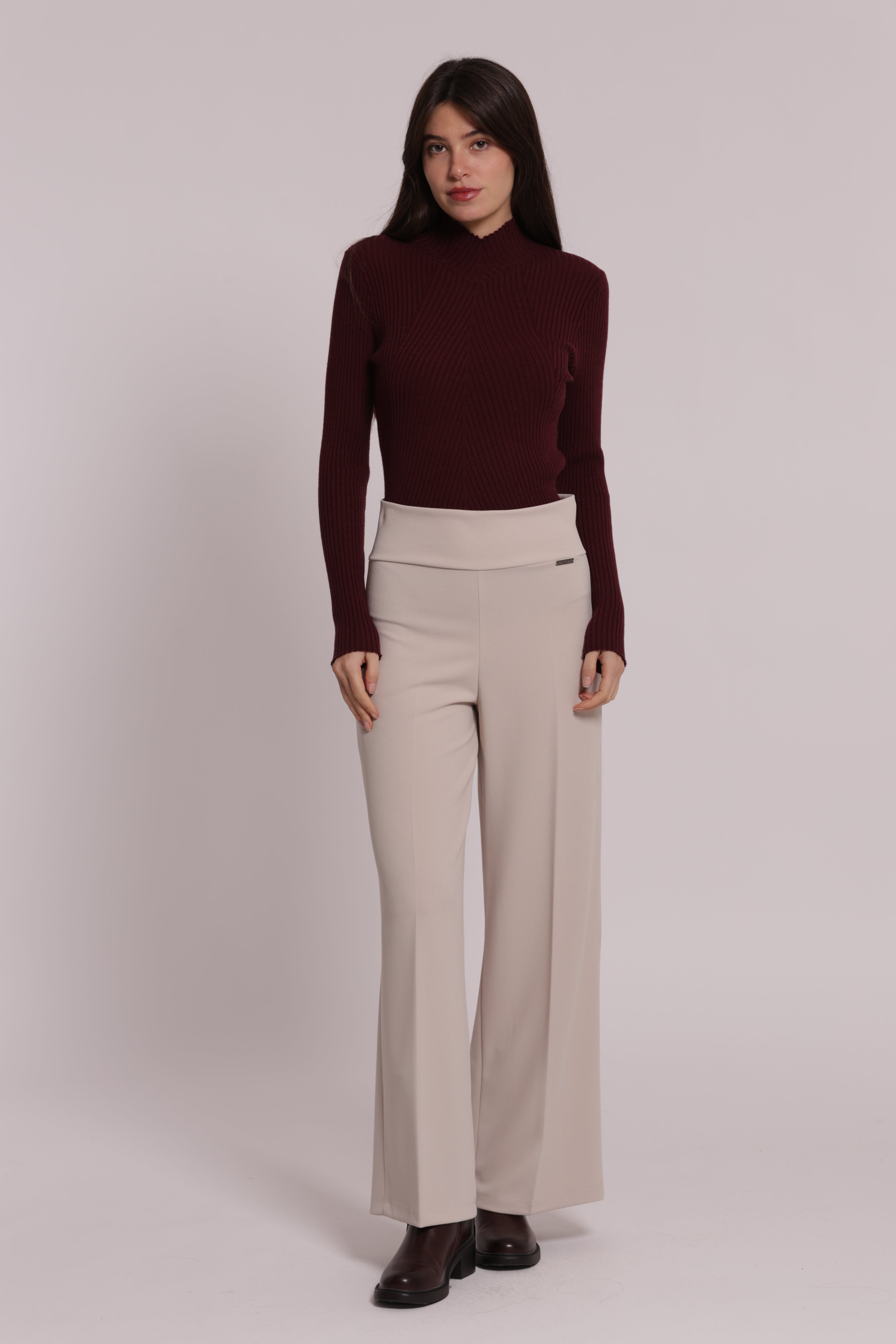 Mimi Mua Pantalone Palazzo Scuba Crepe Nero