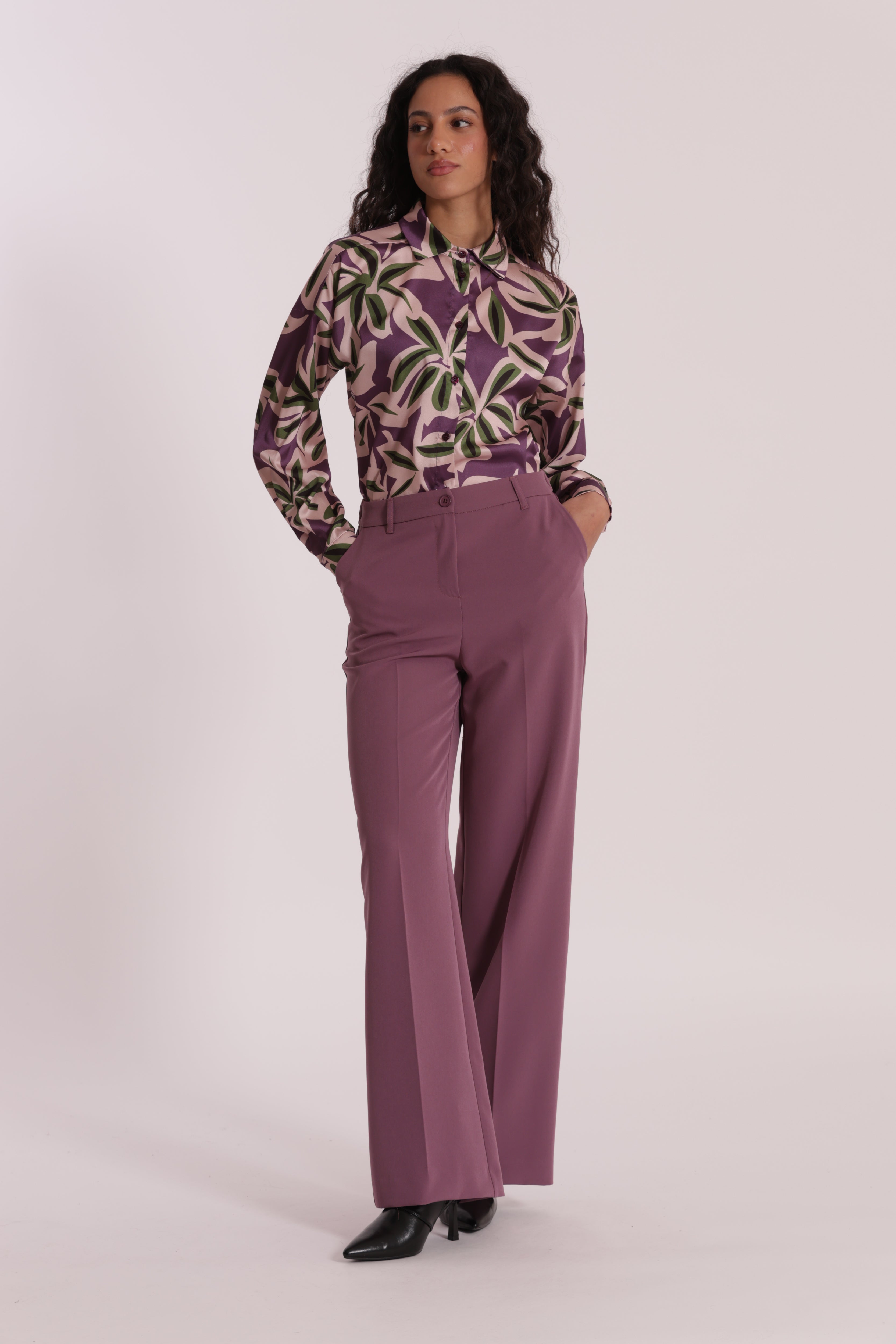 Mimi Mua Camicia Uomo camicia botanica malva/militare