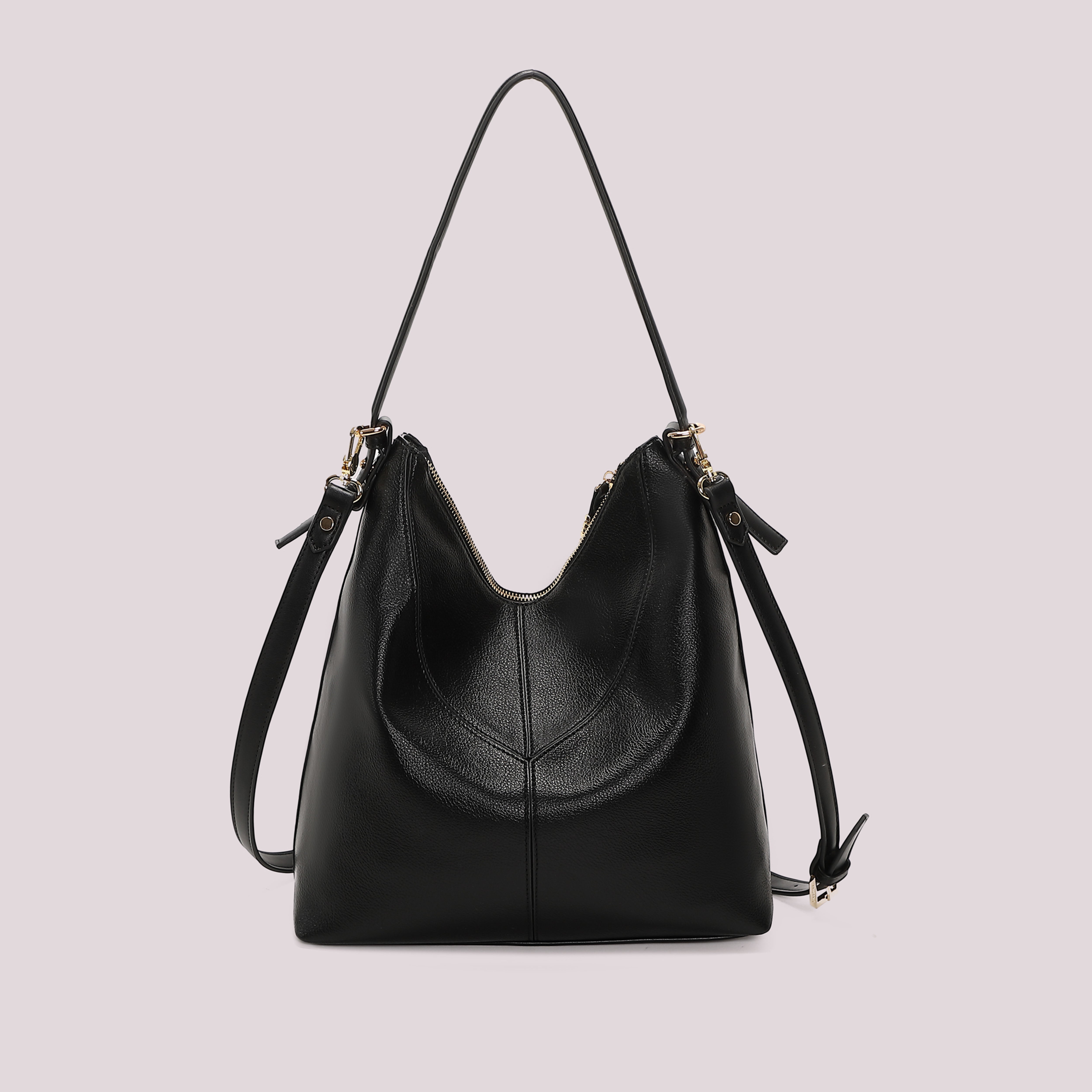 Mimi Mua Borsa Sacca Lettere Zip Nera 30cm
