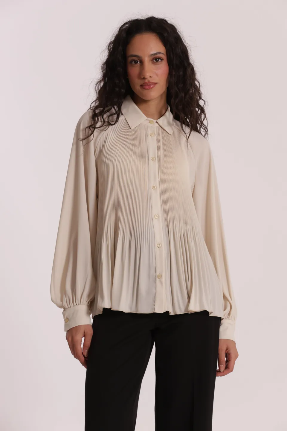 Mimi Mua Camicia Plissè Nera