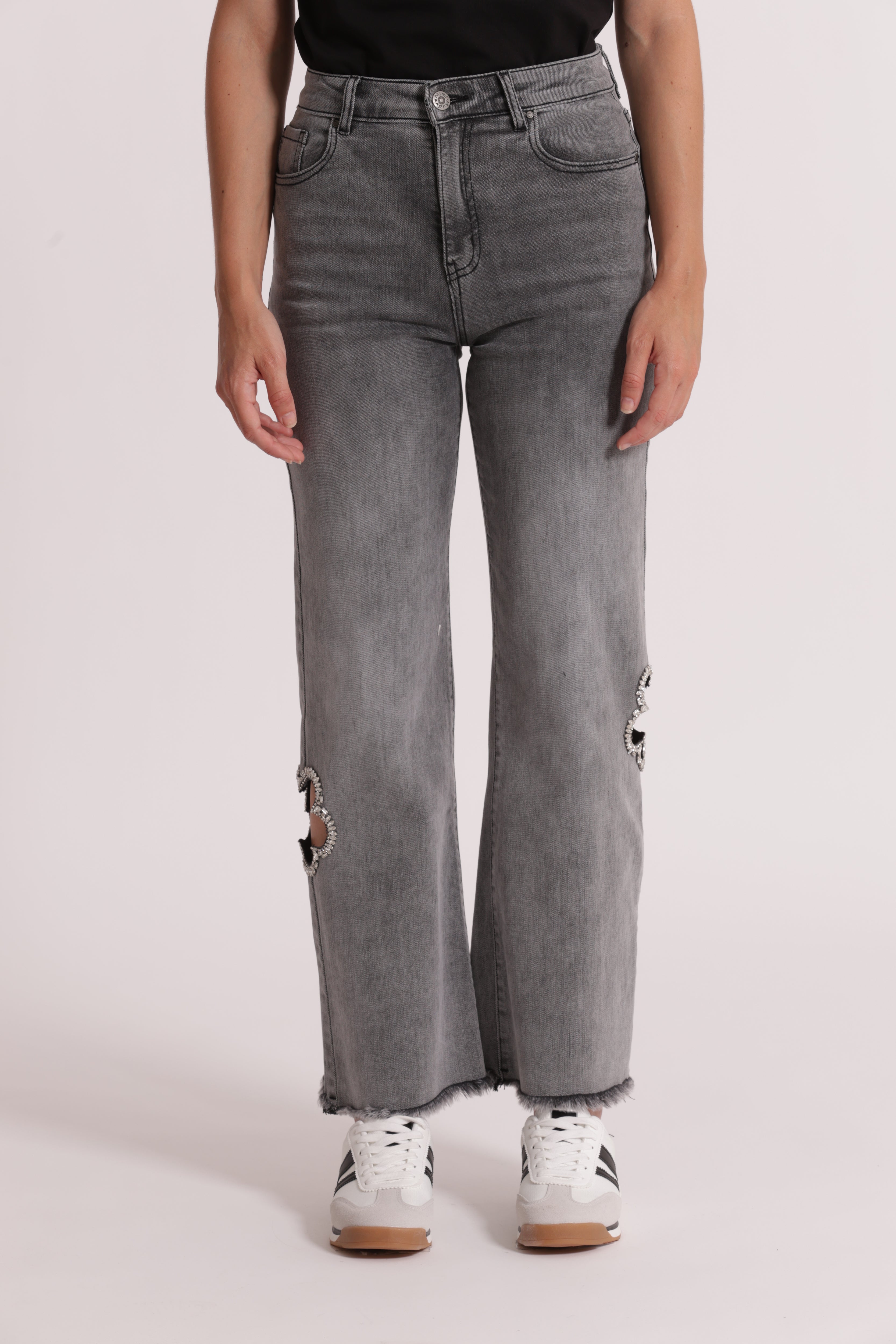 Mimi Mua Jeans Marine blu medio con cut-out gioiello