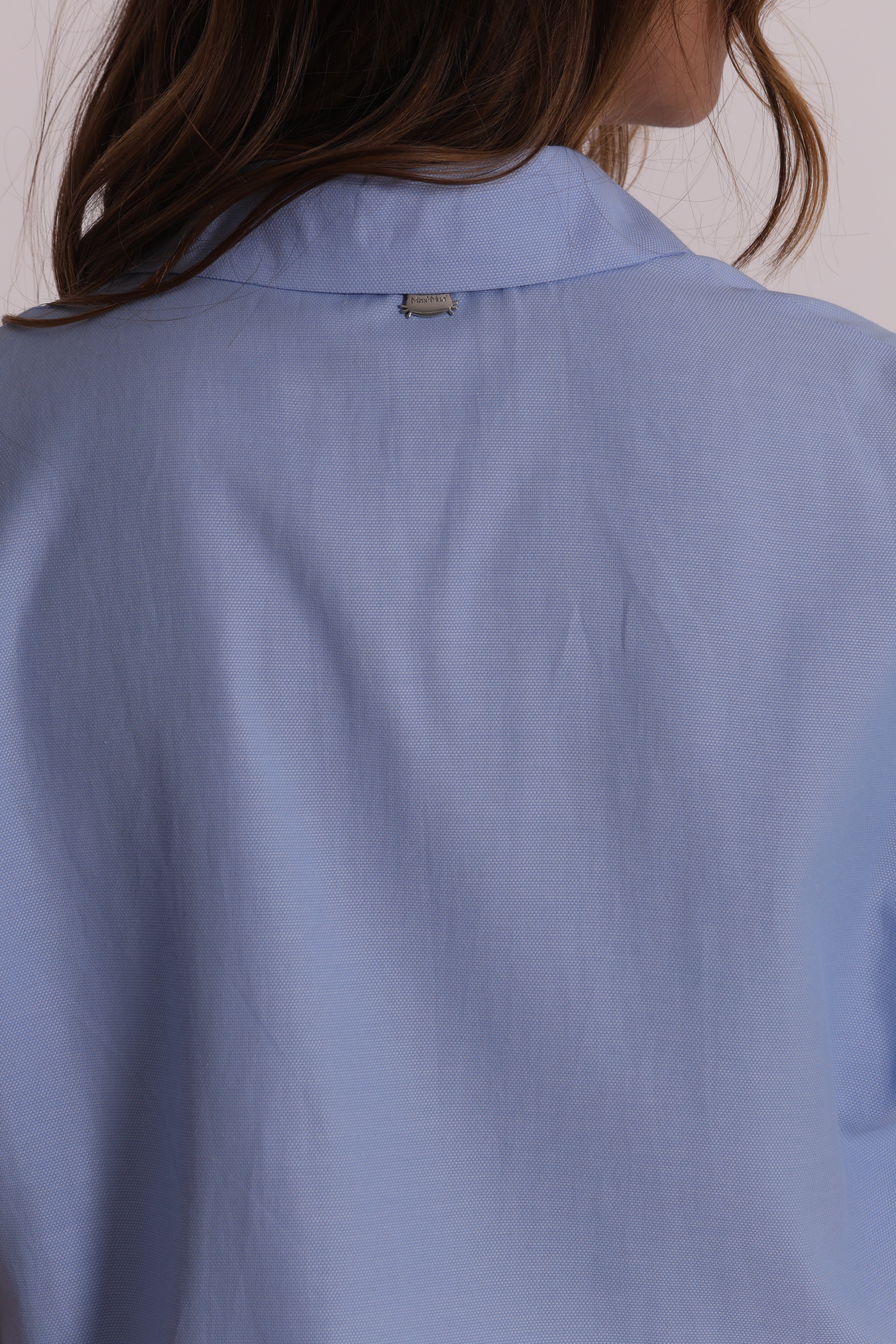 Mimi Mua Camicia Cropped Oxford Tasche Bianca Corta