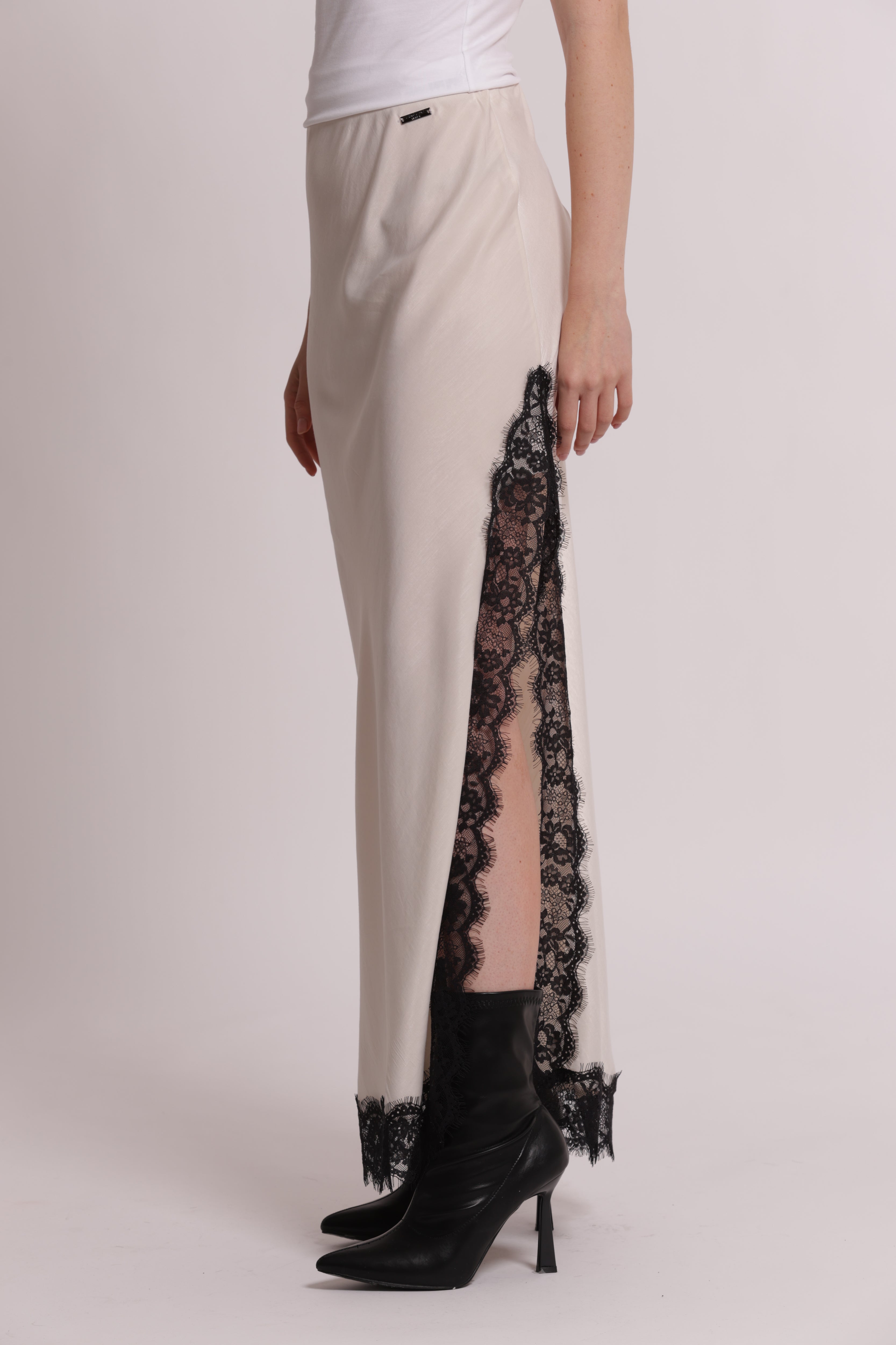 Mimi Mua Gonna Midi Spacco Pizzo gonna viscosa prugna