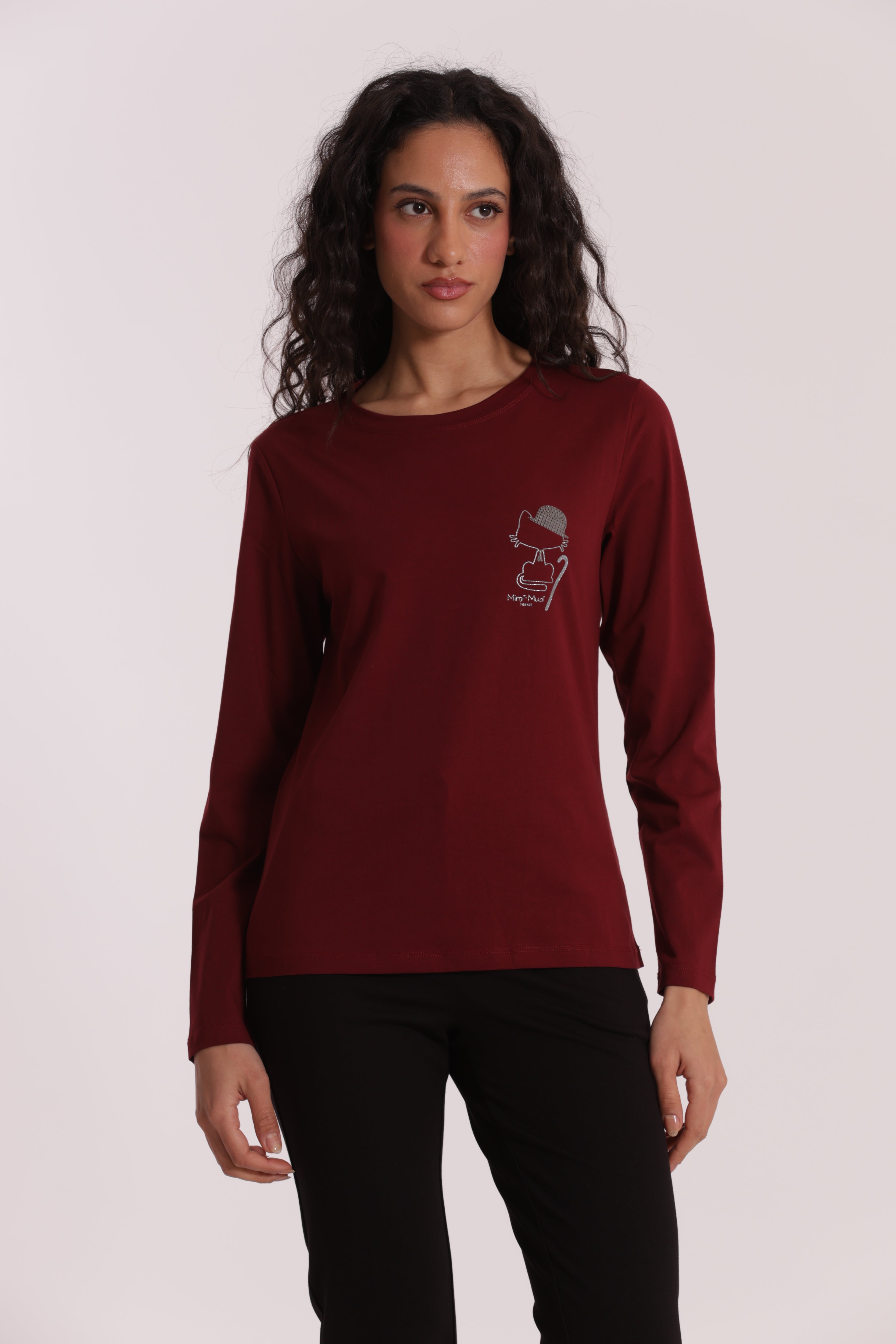 Mimi Mua T-Shirt Gatto Charlie Chaplin Bianca Cotone