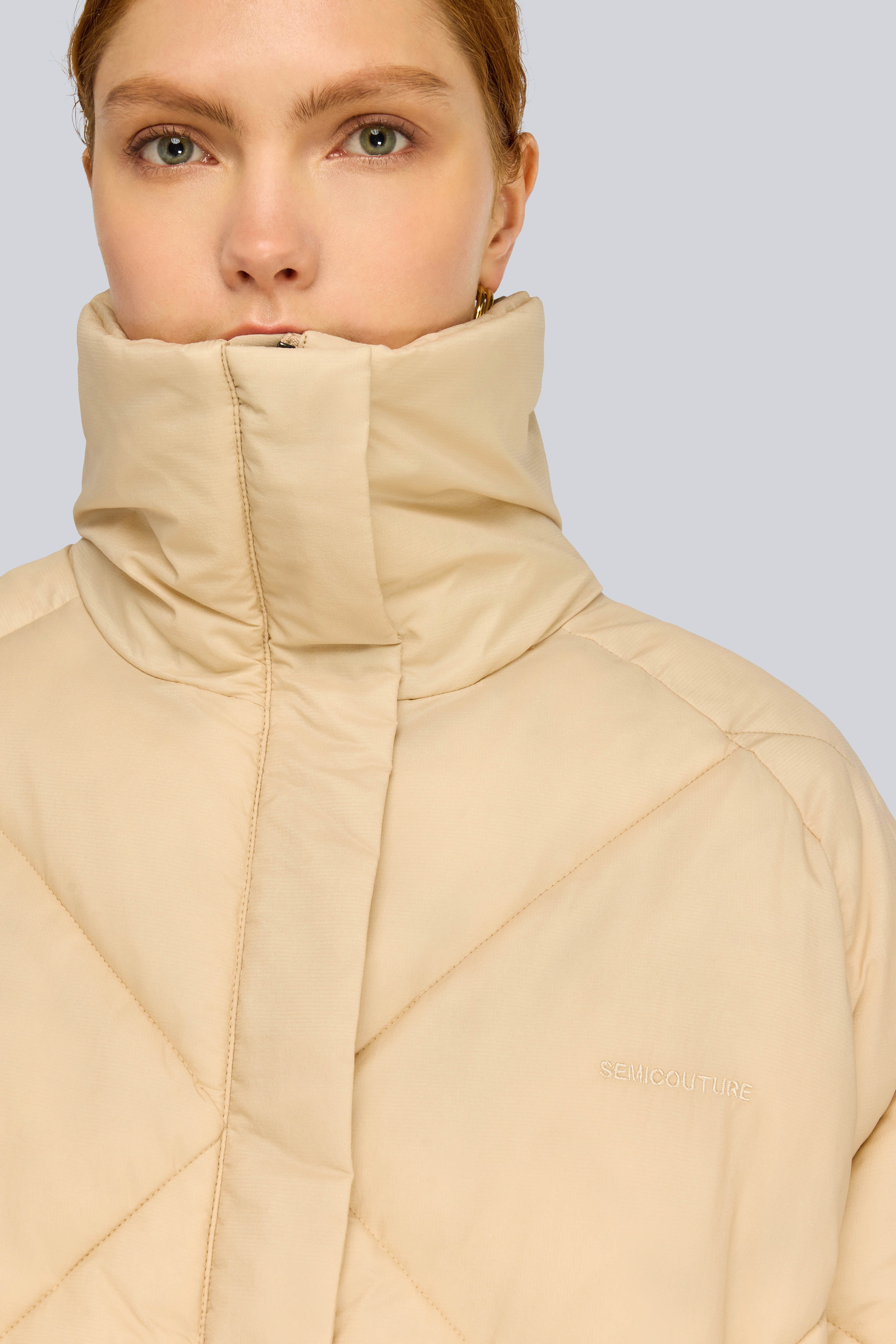 Semicouture Nikole S6WW01 Piumino Sand Chiusura Zip