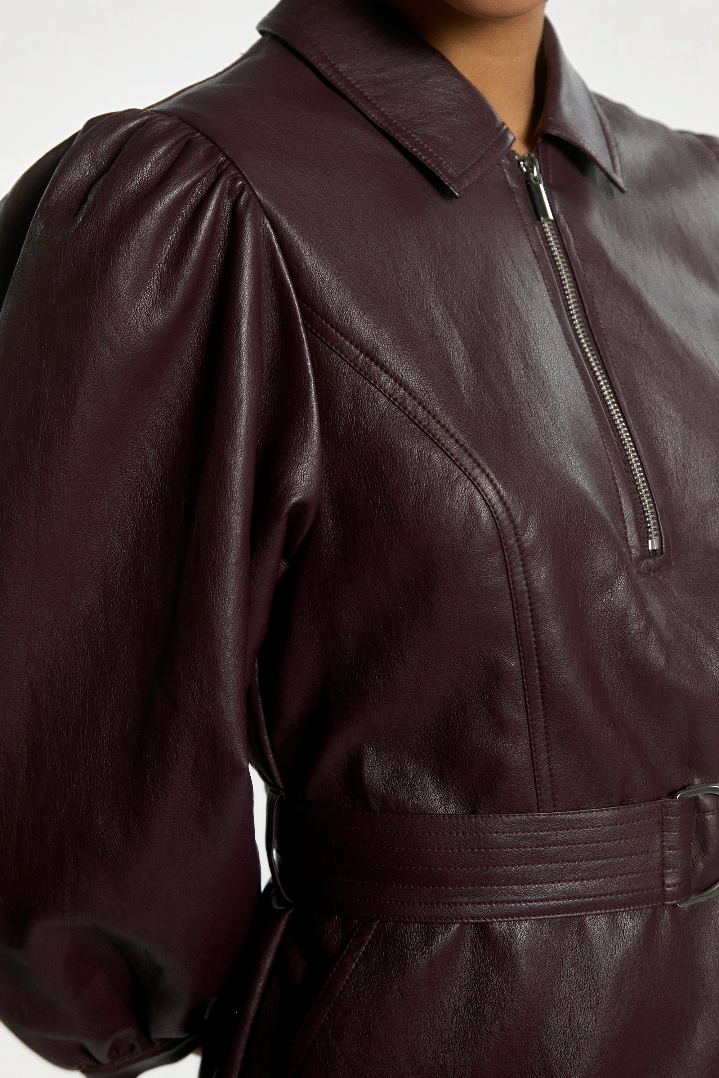 Aaiko Semira vestito bordeaux effetto pelle