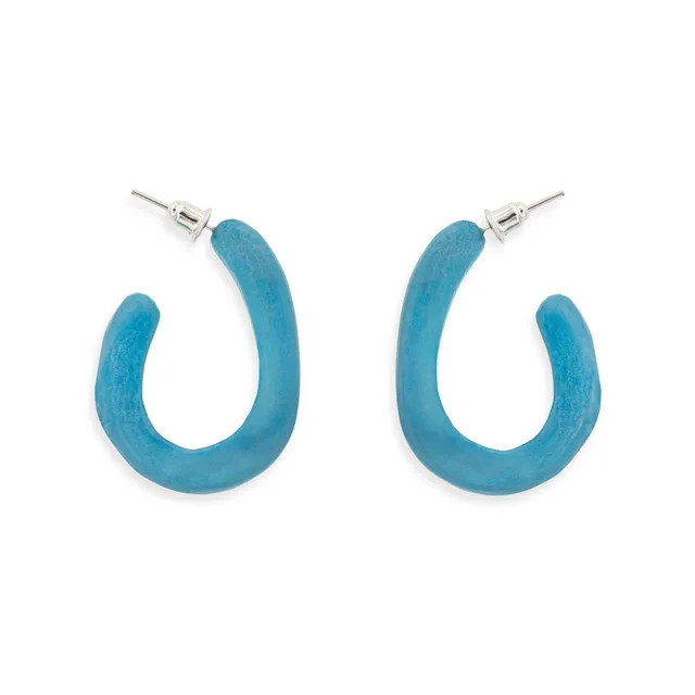 On Earth Cooperative Collection Onda orecchini tagua azzurro 3,5 cm