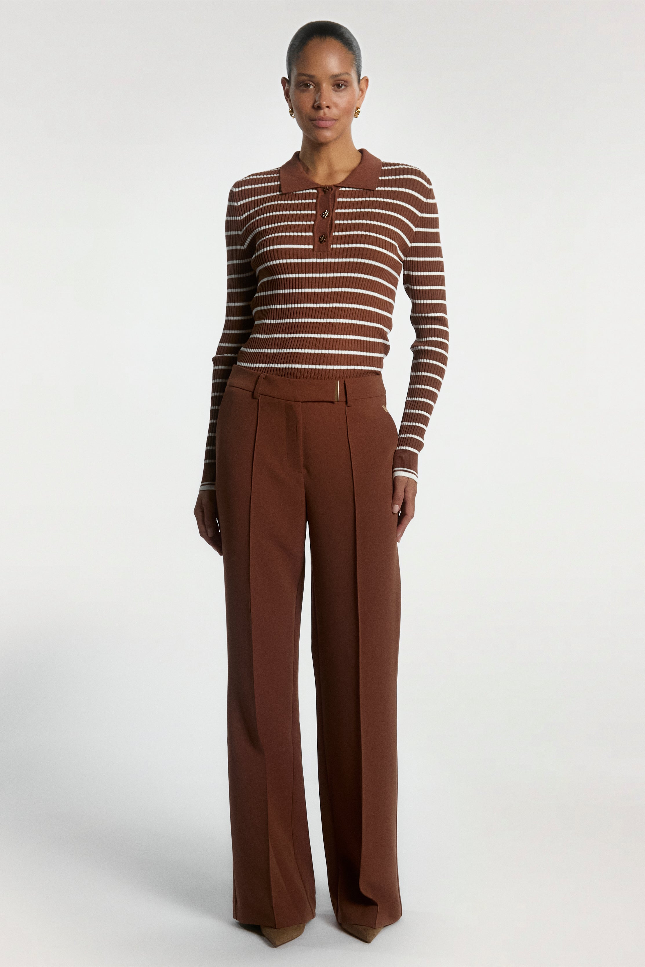 Aaiko Olin Stripe maglia marrone a righe