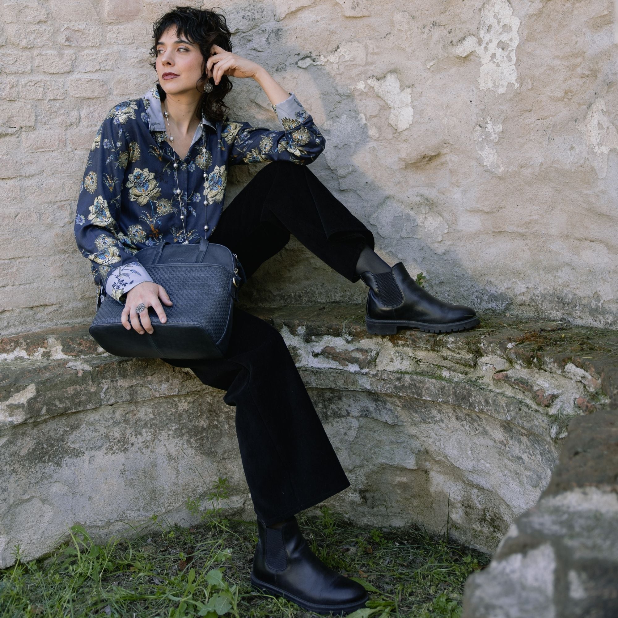 On Earth Giovo pantalone velluto cotone nero