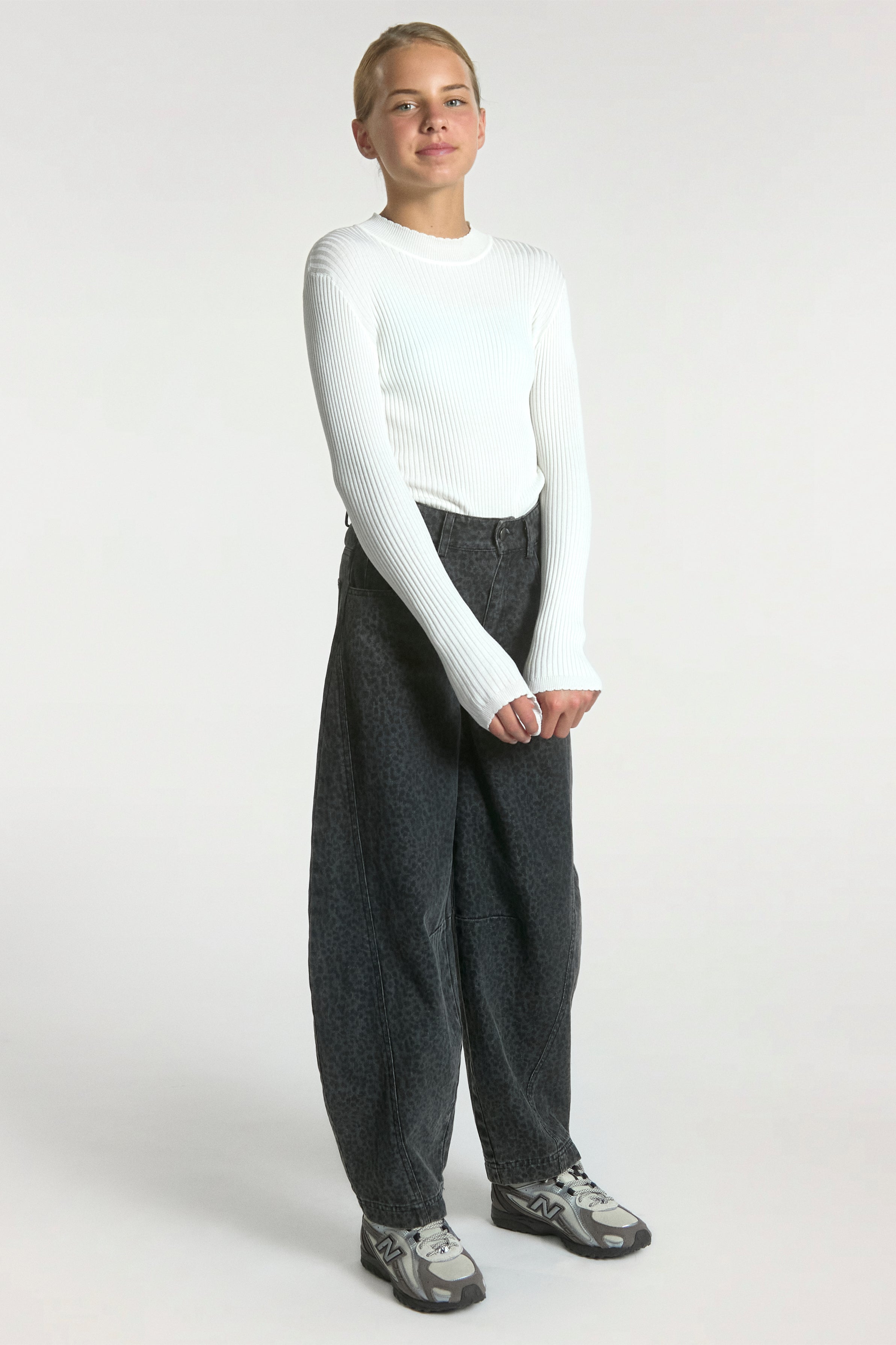 Aaiko Quinn jeans barrel grigio antracite animalier