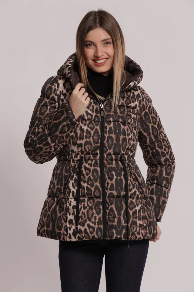 Mimi Mua Piumino Corto Reversibile Coulisse Vita Animalier 2in1