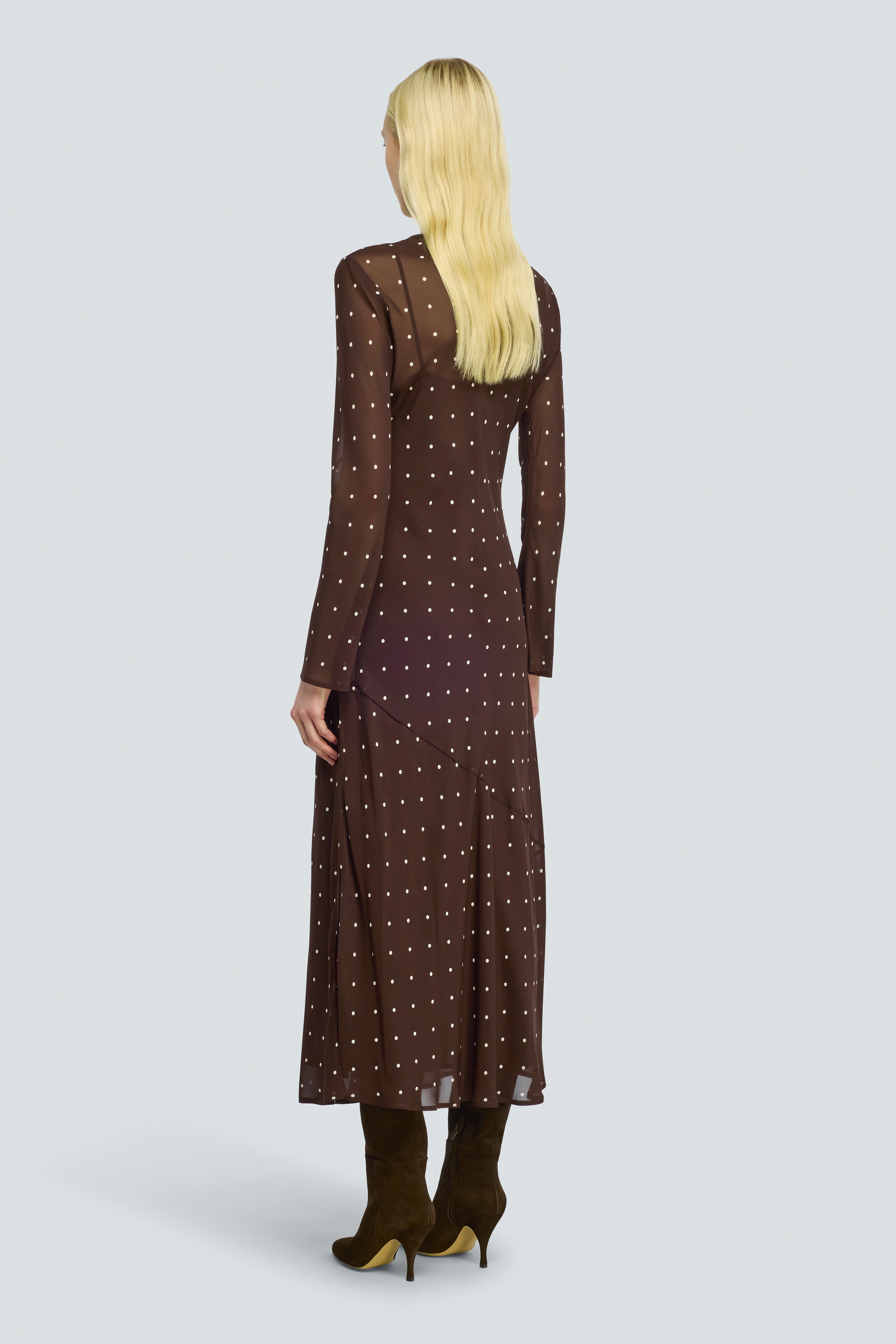 Semicouture Connie Abito Georgette Pois Moka Fluido