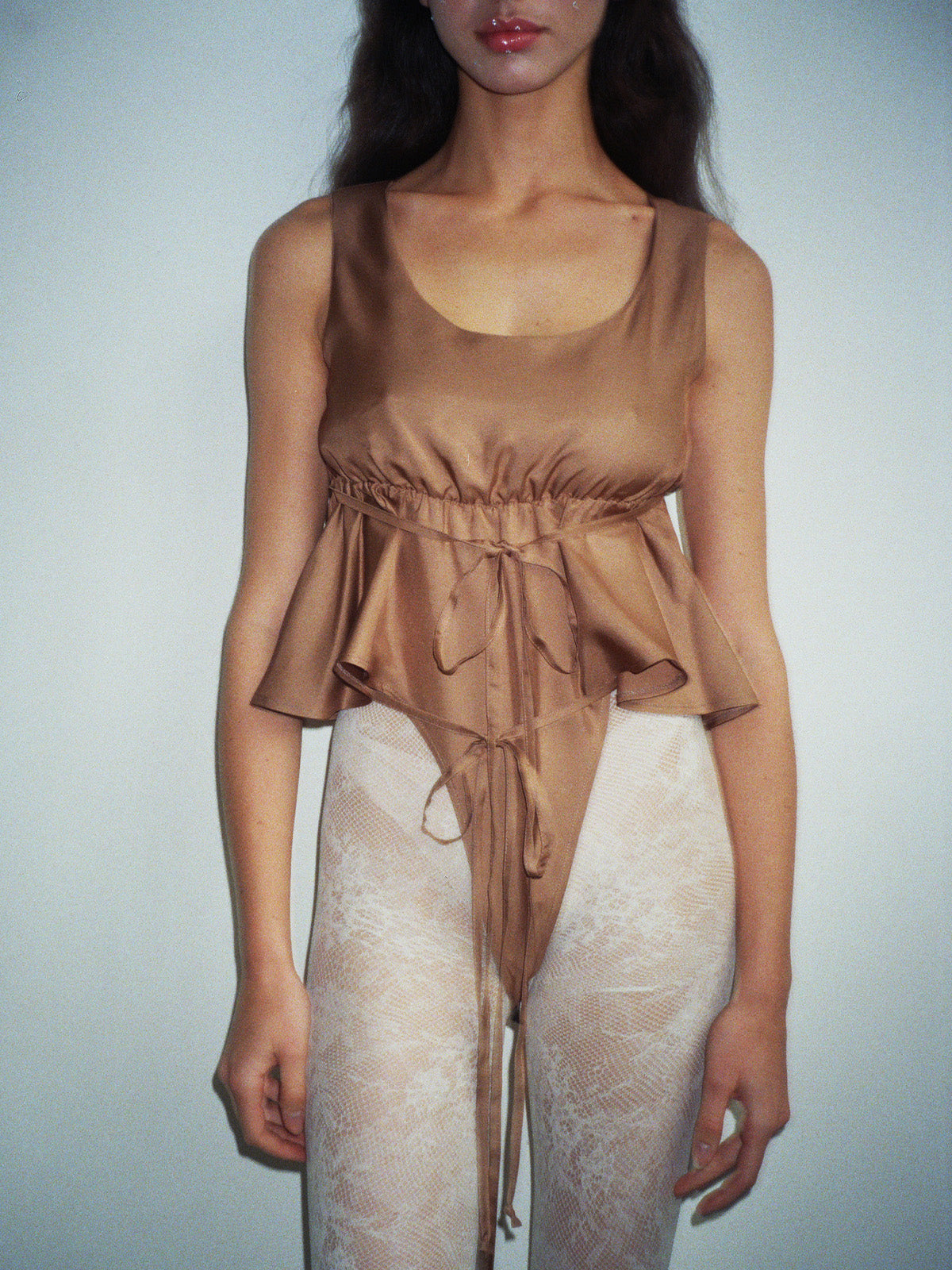 Giglio Tigrato Carlota body top seta marrone