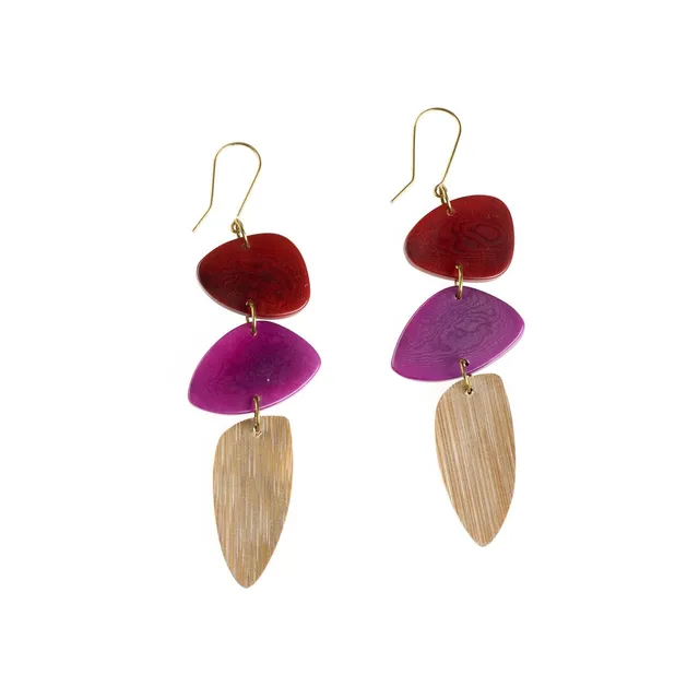 On Earth Alba orecchini tagua multicolore 9,5 cm