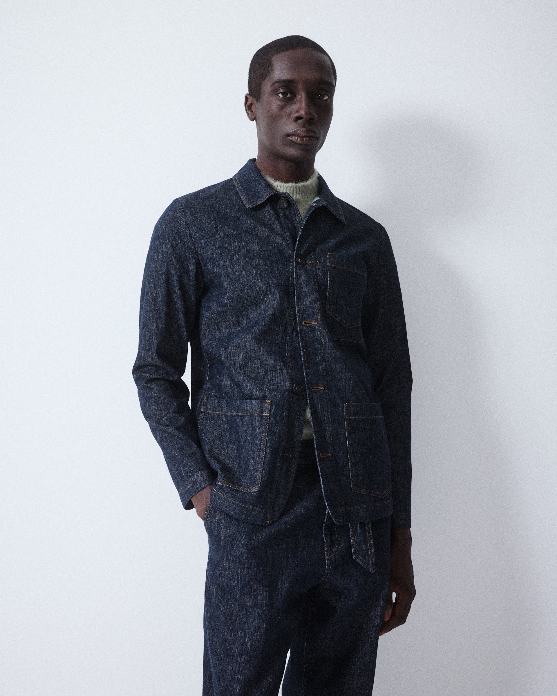 Altea Pablo giacca denim blu cotone giapponese
