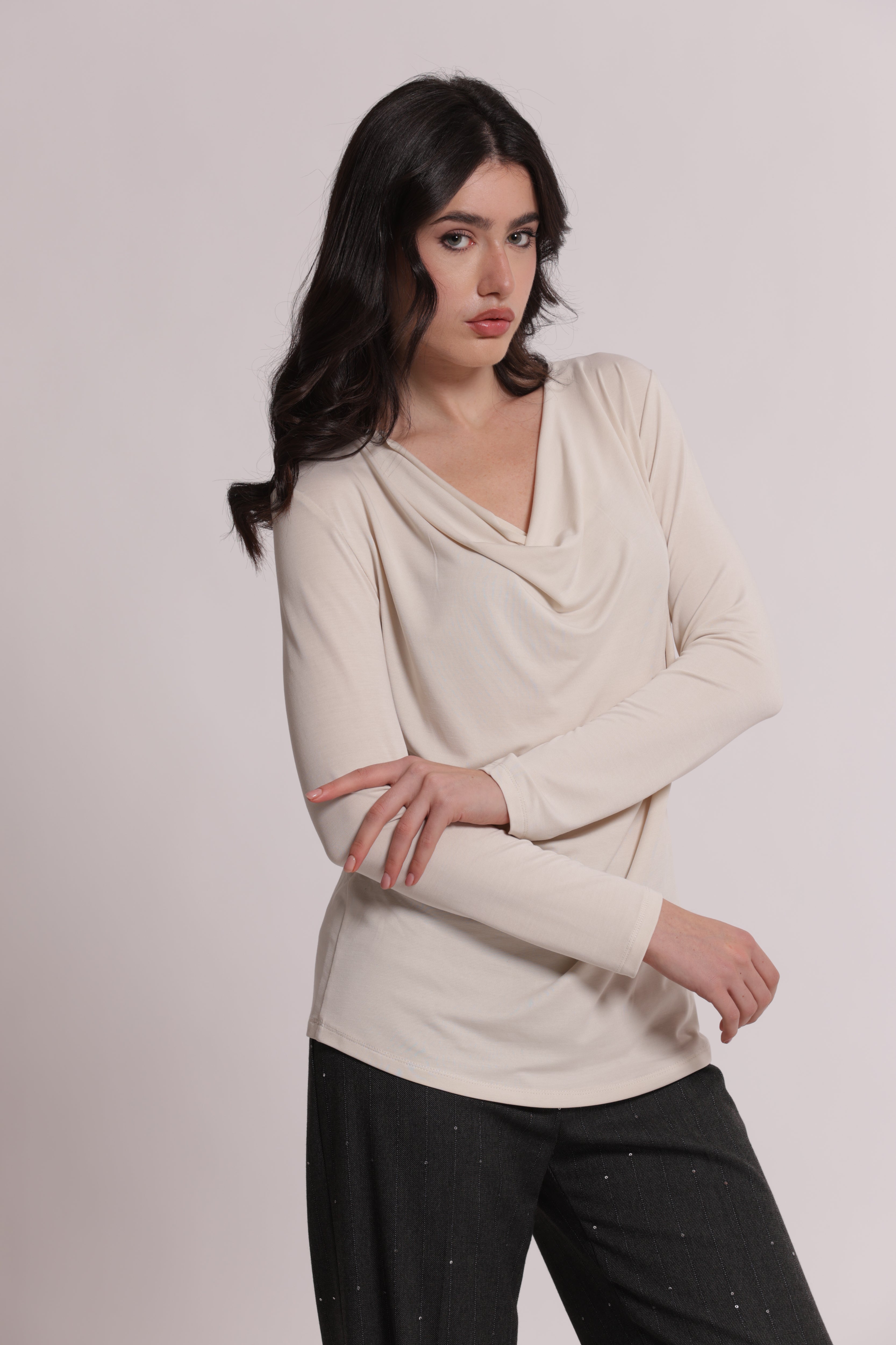 Mimi Mua blusa con scollo drappegiato blusa nero S
