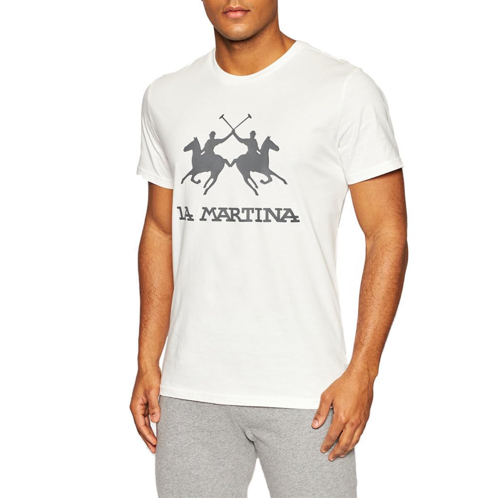 La Martina CCMR05 JS206 T-Shirt Uomo Off White Cotone