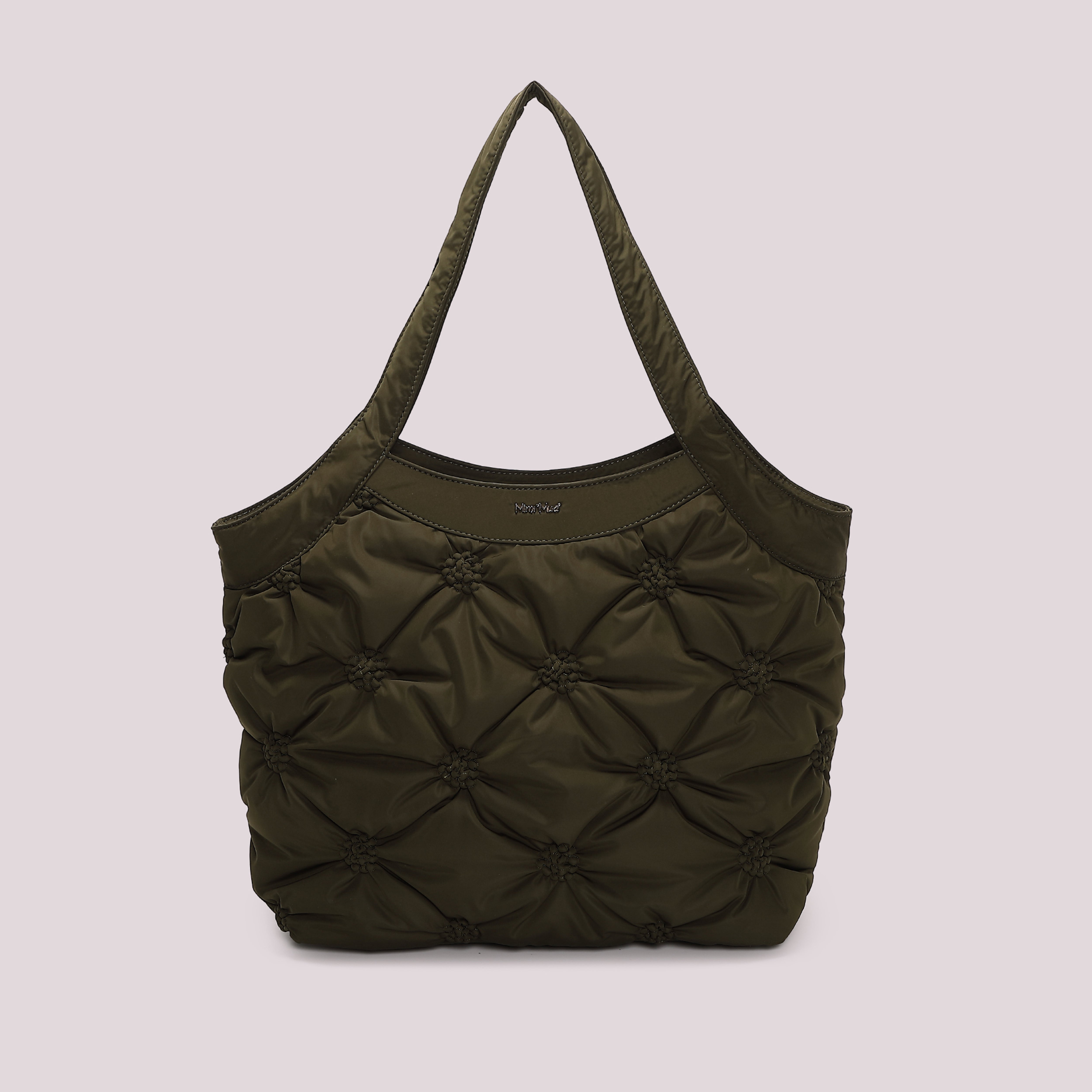 Mimi Mua Borsa Shopping Effetto Piumino Nera Trapuntata