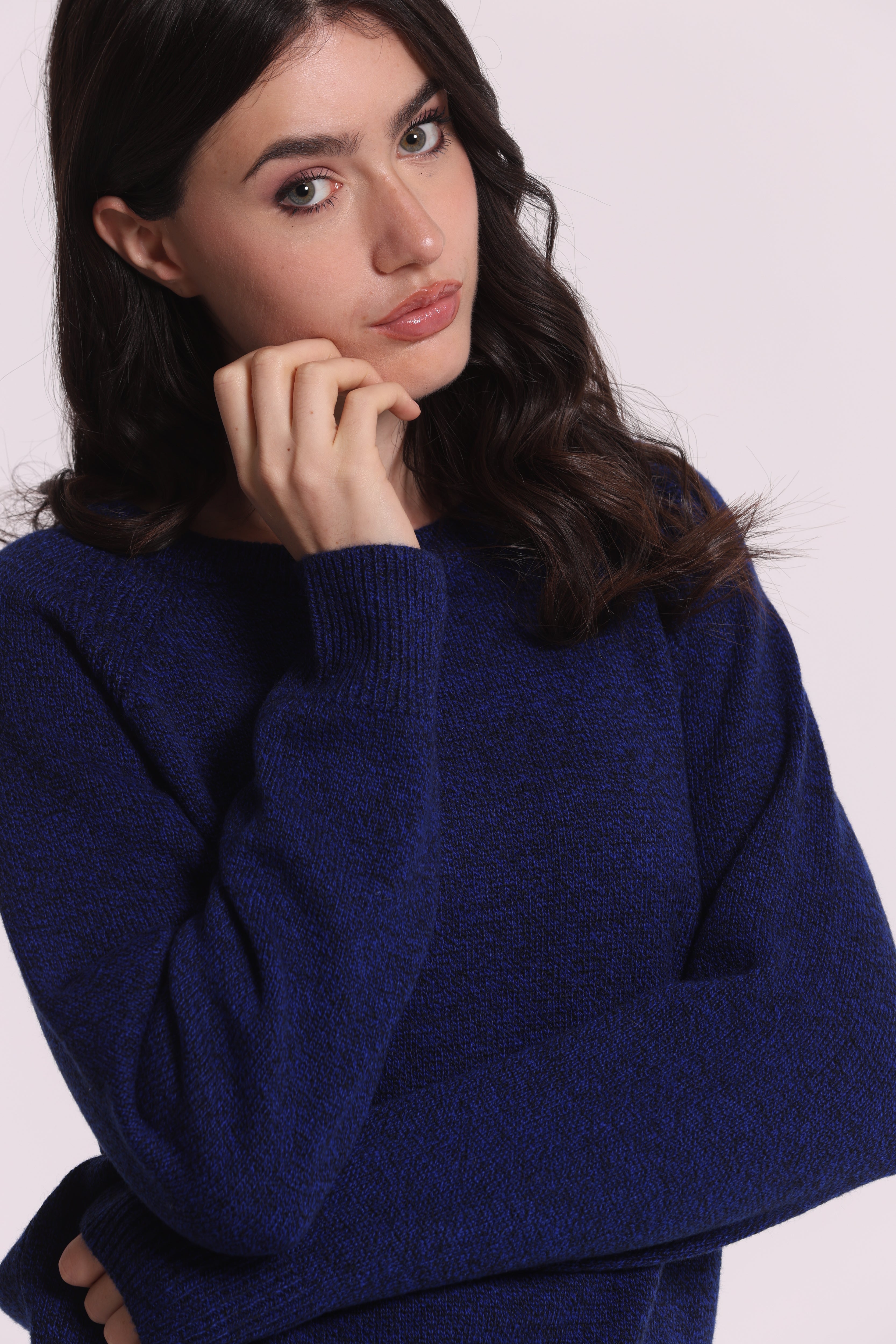 Mimi Mua Maglia Melange Collo Removibile blu