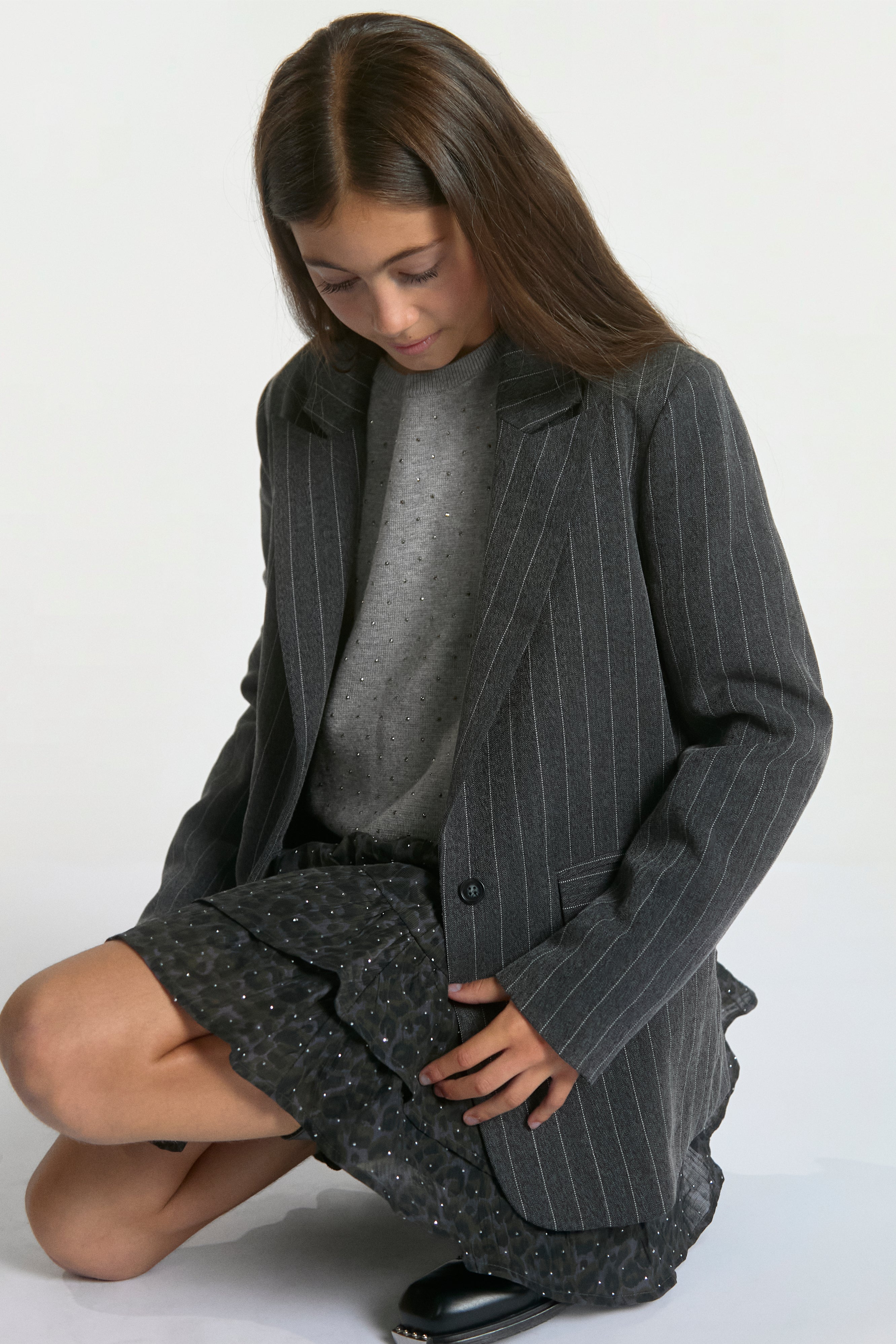 Aaiko Kendal blazer gessato grigio antracite