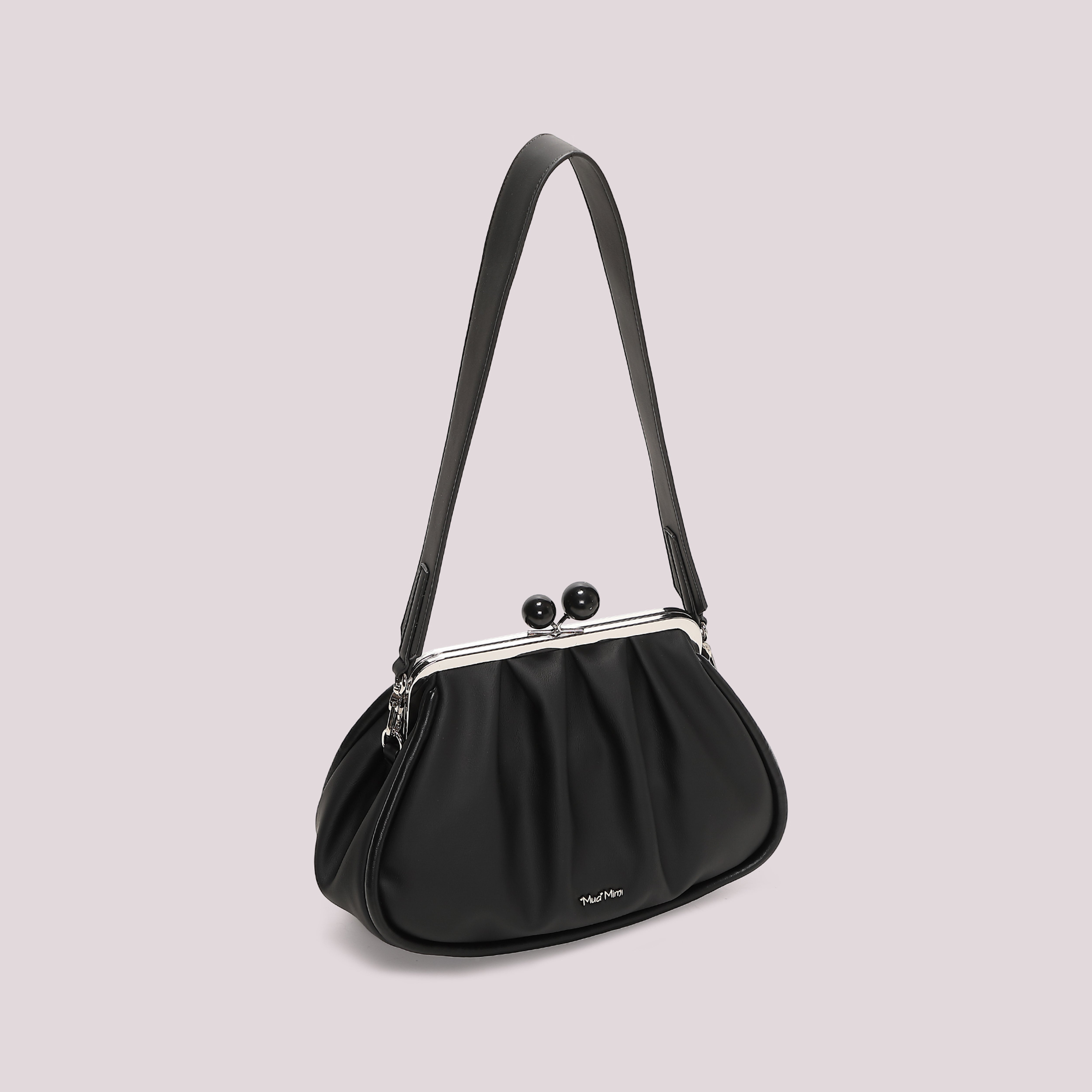 Mimi Mua Clutch Morbida Sfere Nera 30cm Elegante