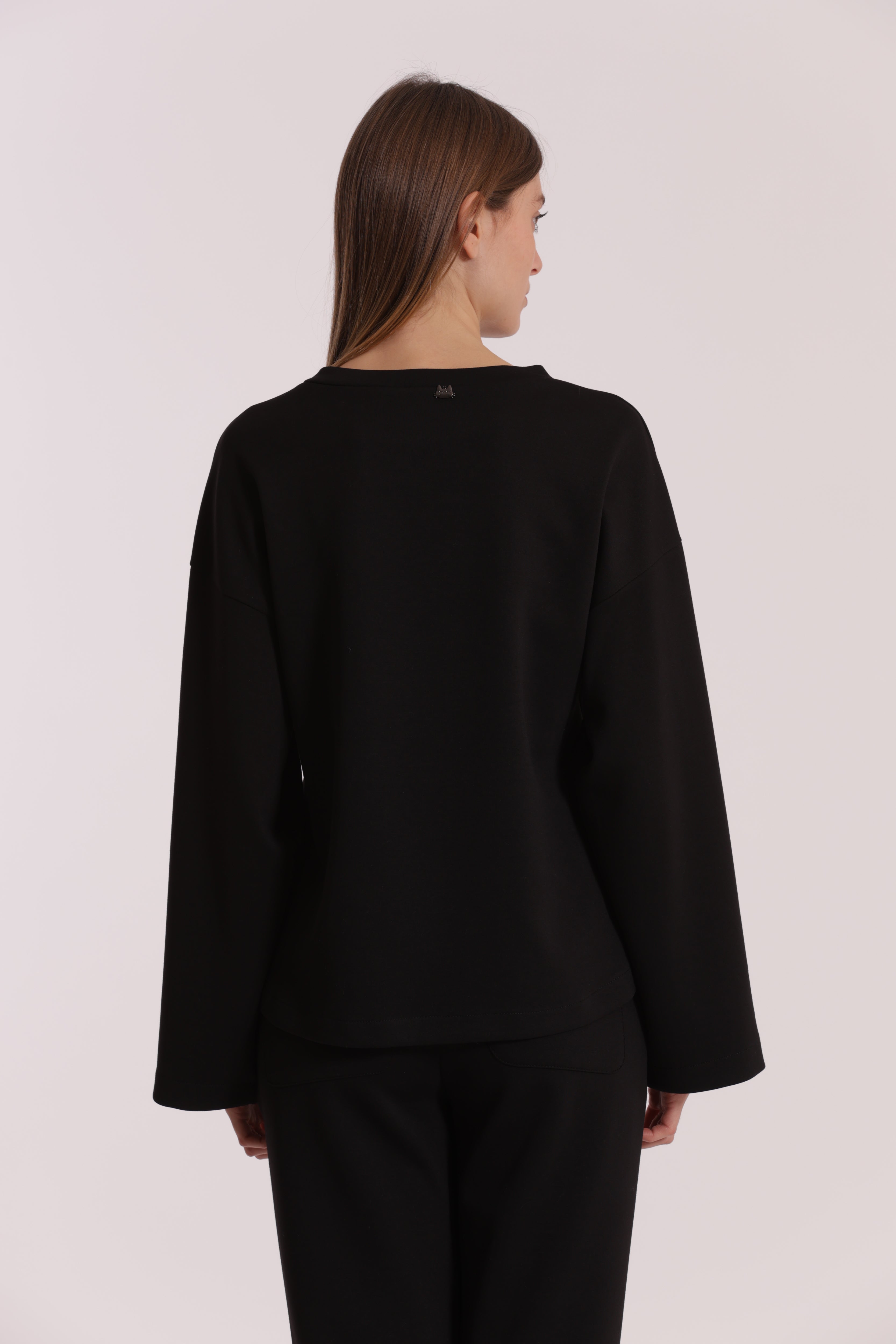 Mimi Mua Felpa Neoprene con Paillettes Nera Lucida