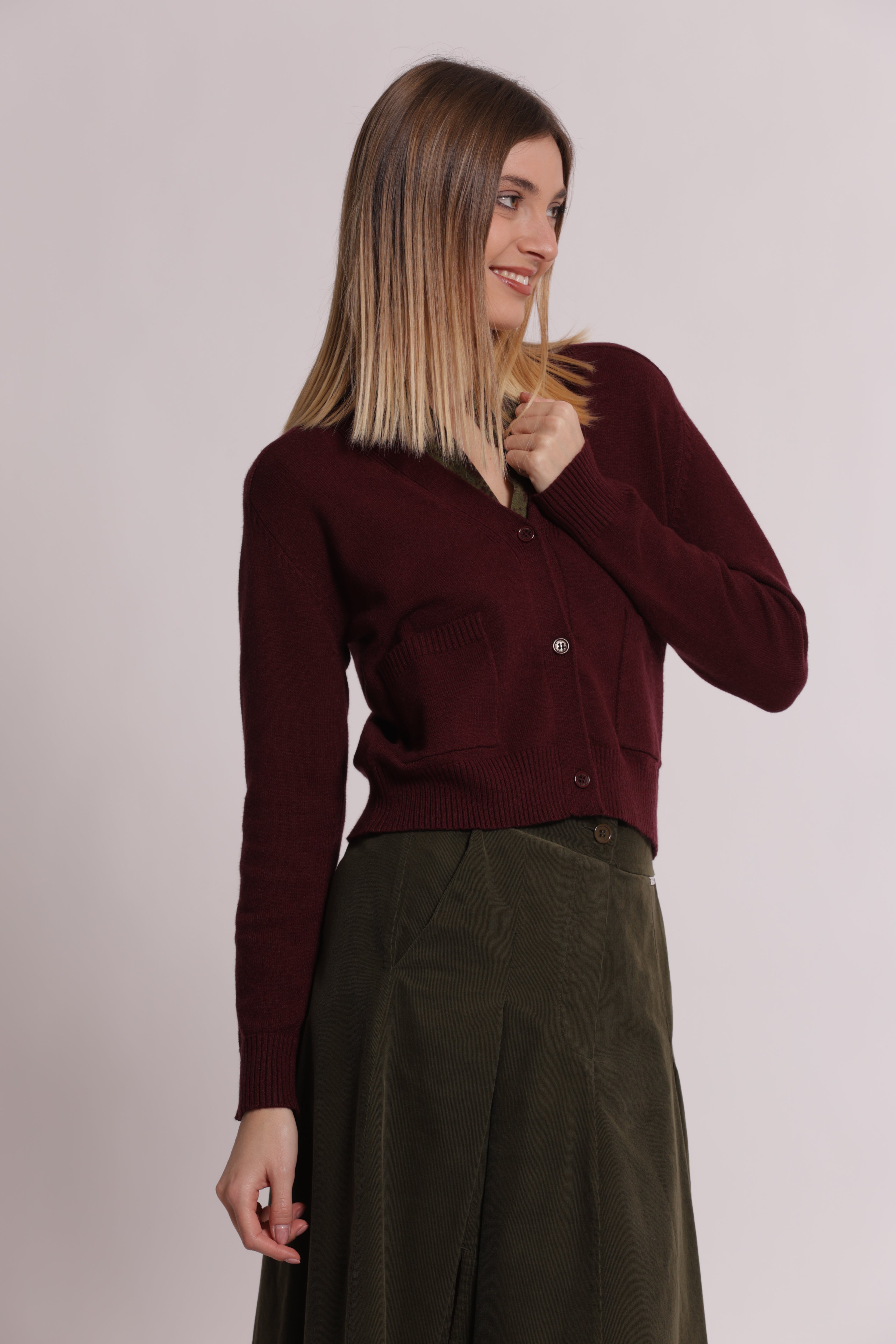 Mimi Mua Cardigan con Tasche Nero Maglia