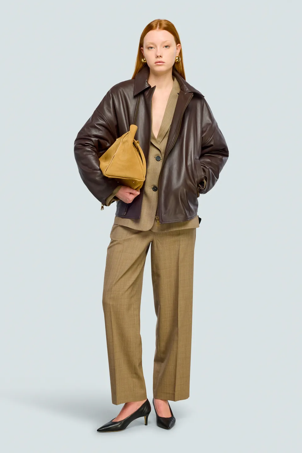 Semicouture Rue Y6WT16 bomber moka pelle