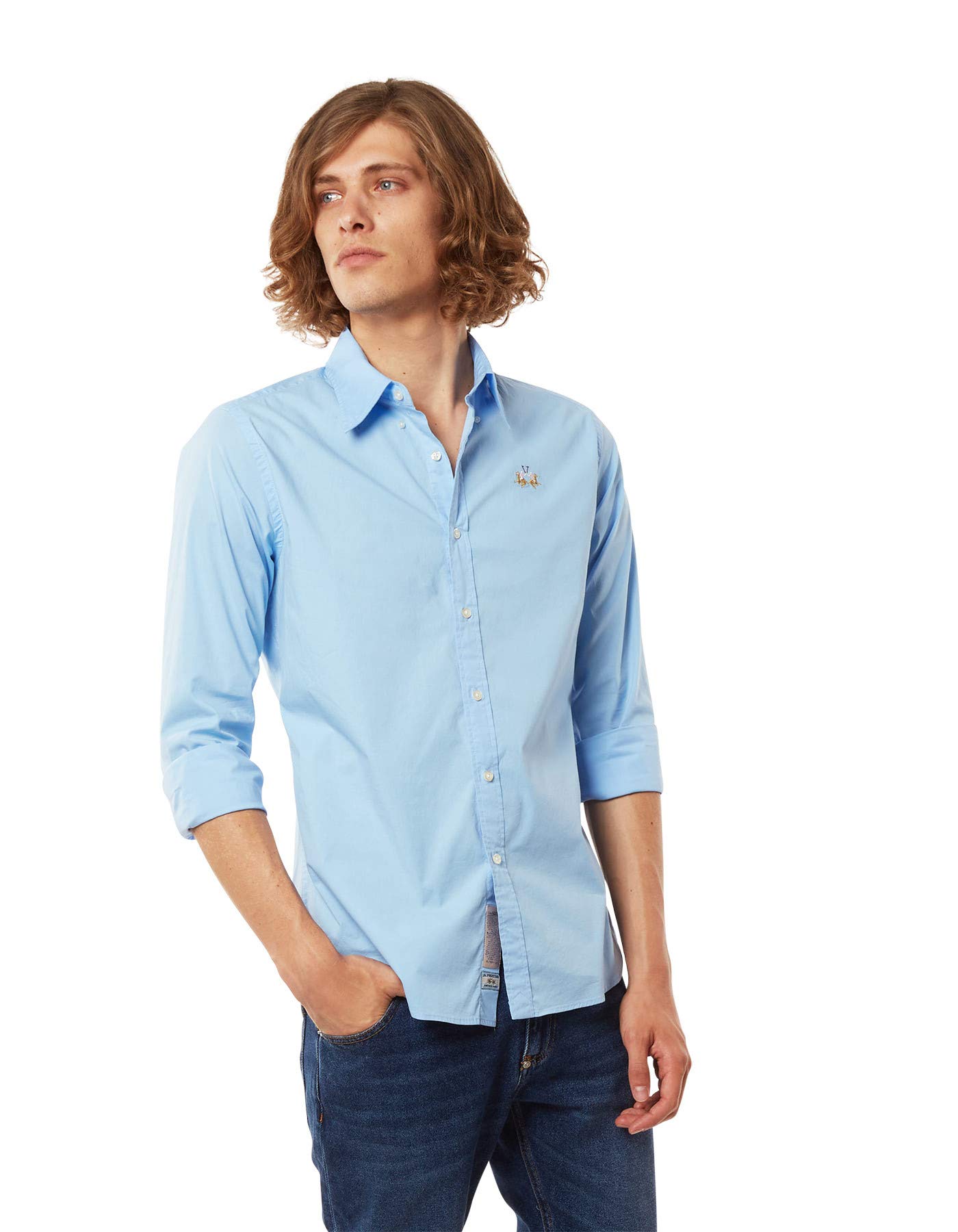 La Martina Man camicia uomo slim fit bianca maniche lunghe