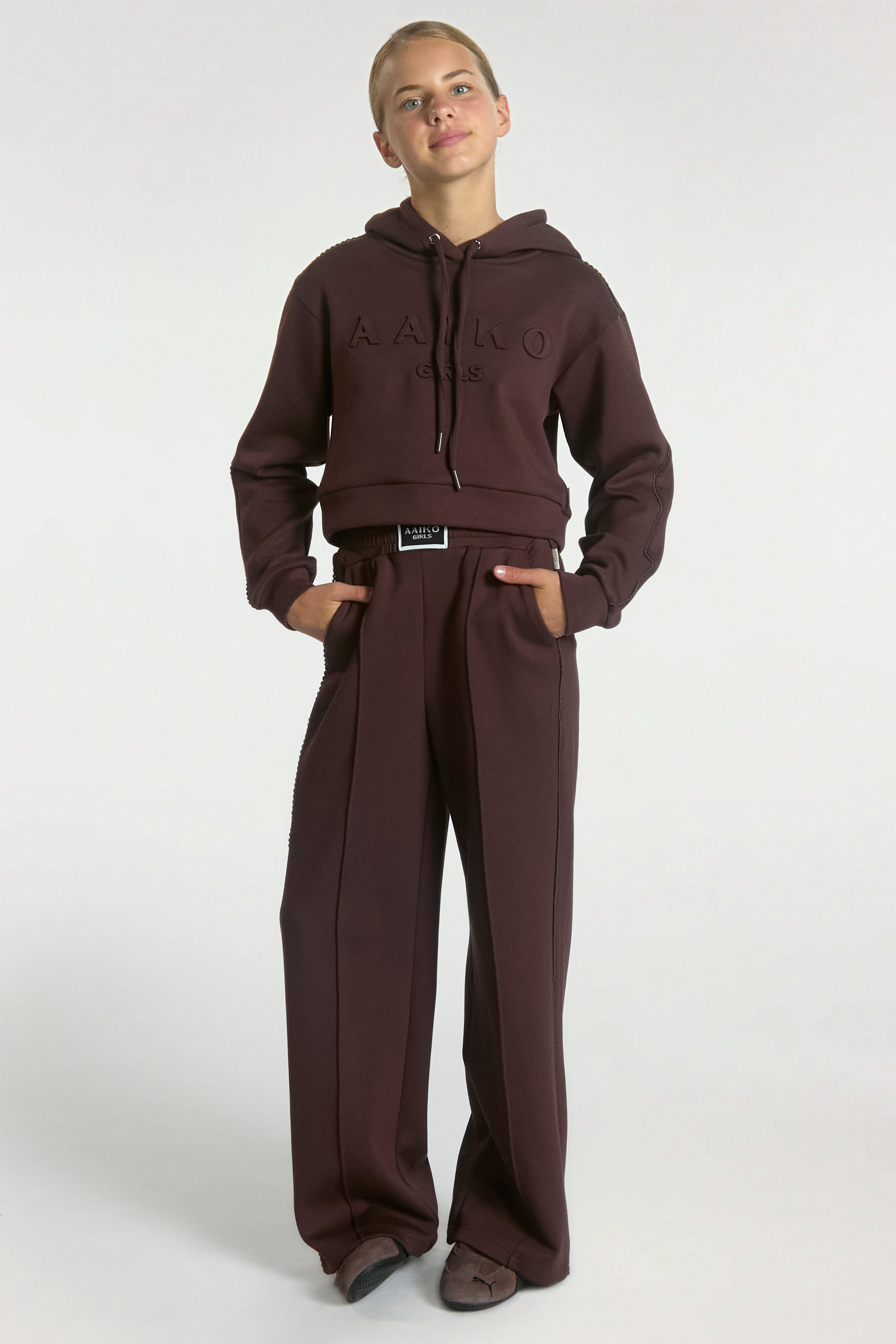 Aaiko Vico pantaloni bambina marroni elastico