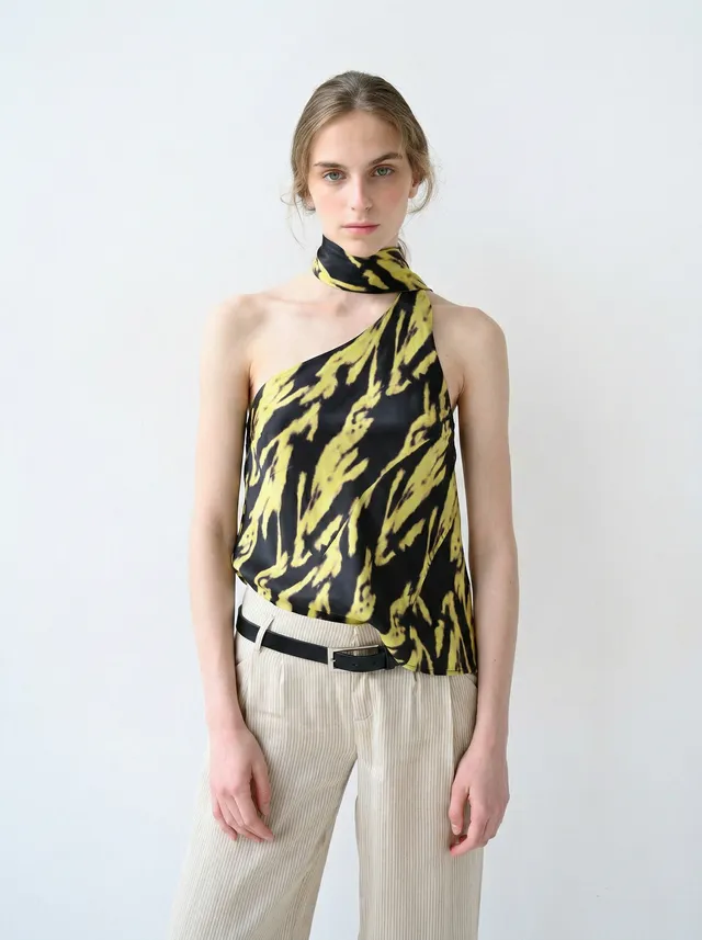 Giglio Tigrato Antonia top seta tie-dye monospalla