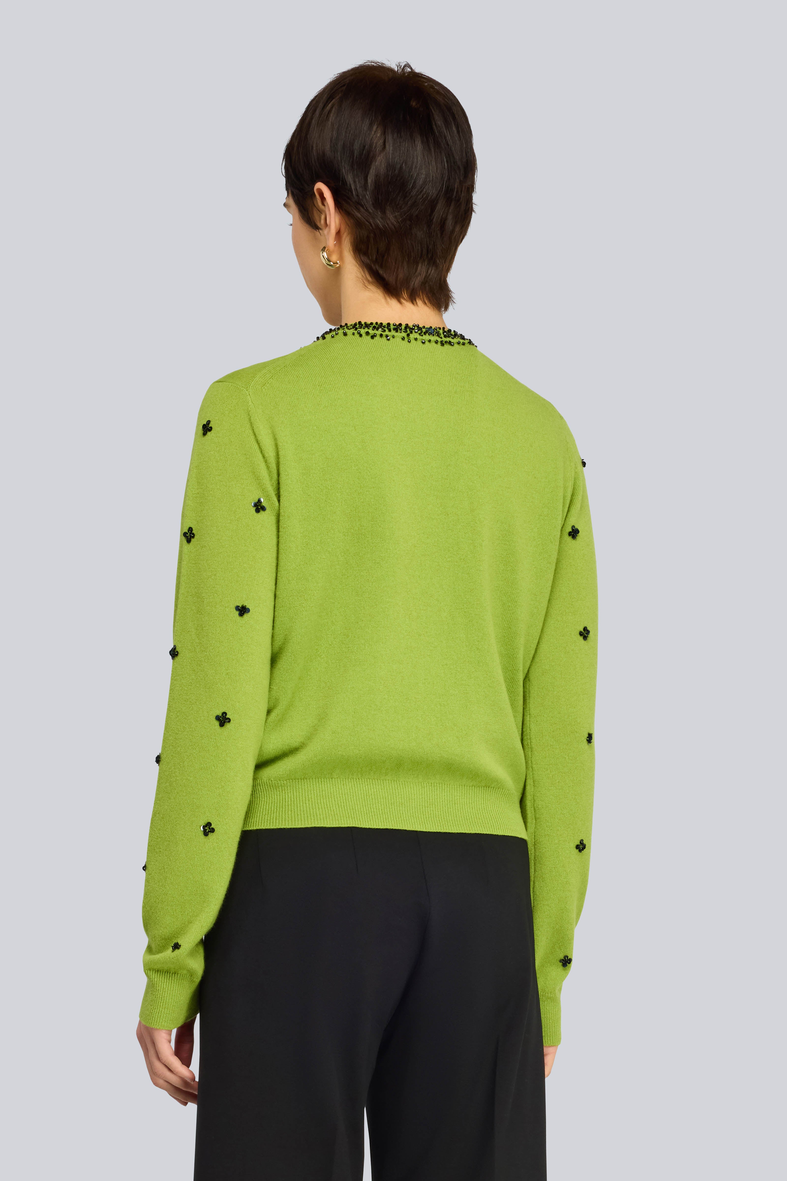 Semicouture Chelsea cardigan cashmere avocado ricami
