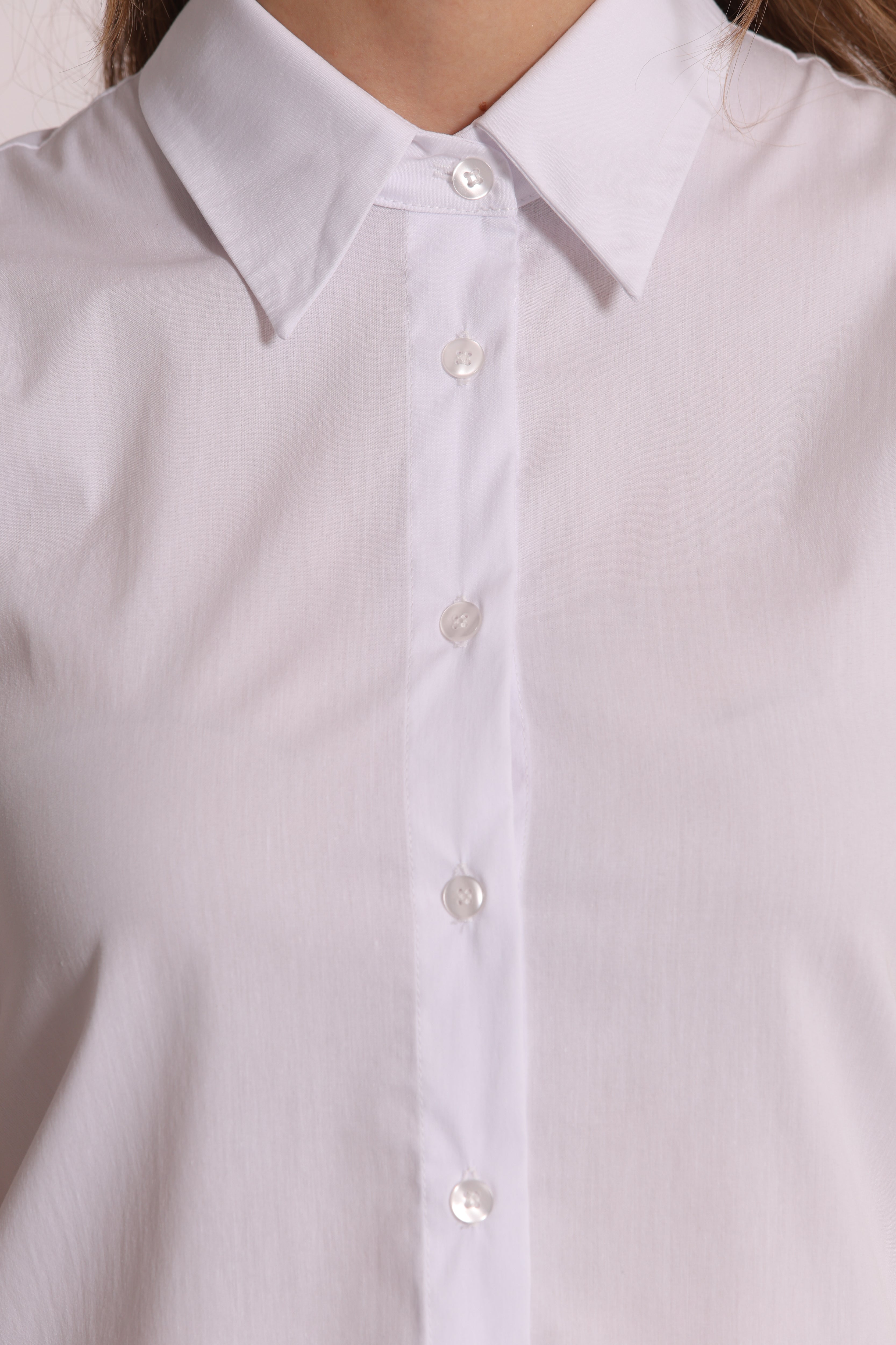 Mimi Mua Camicia in Cotone con Manica Aletta bianca