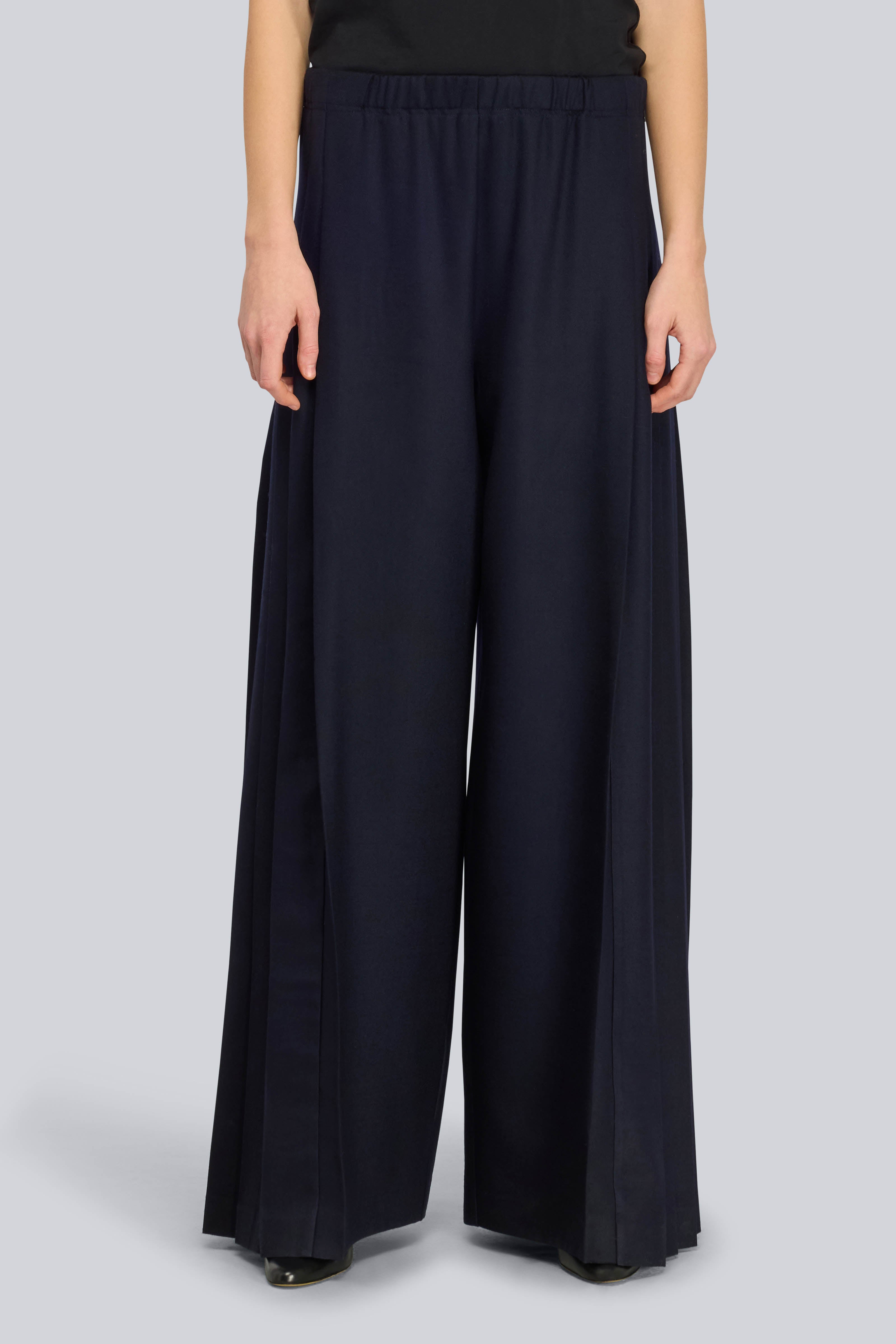Semicouture Ceara S6WI29 pantalone blu notte flanella gamba ampia
