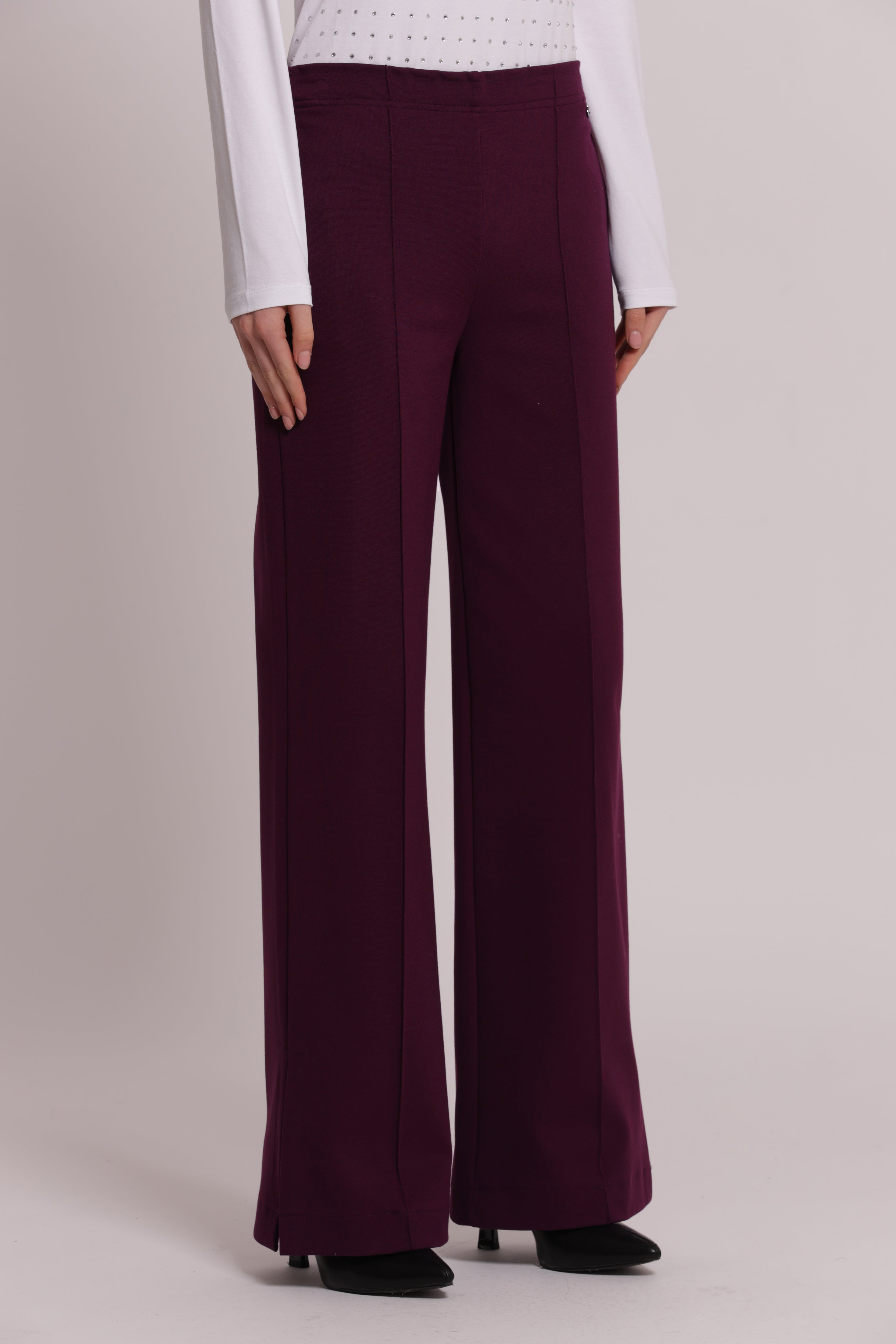 Mimi Mua Pantalone Spacco Punto Milano Nero