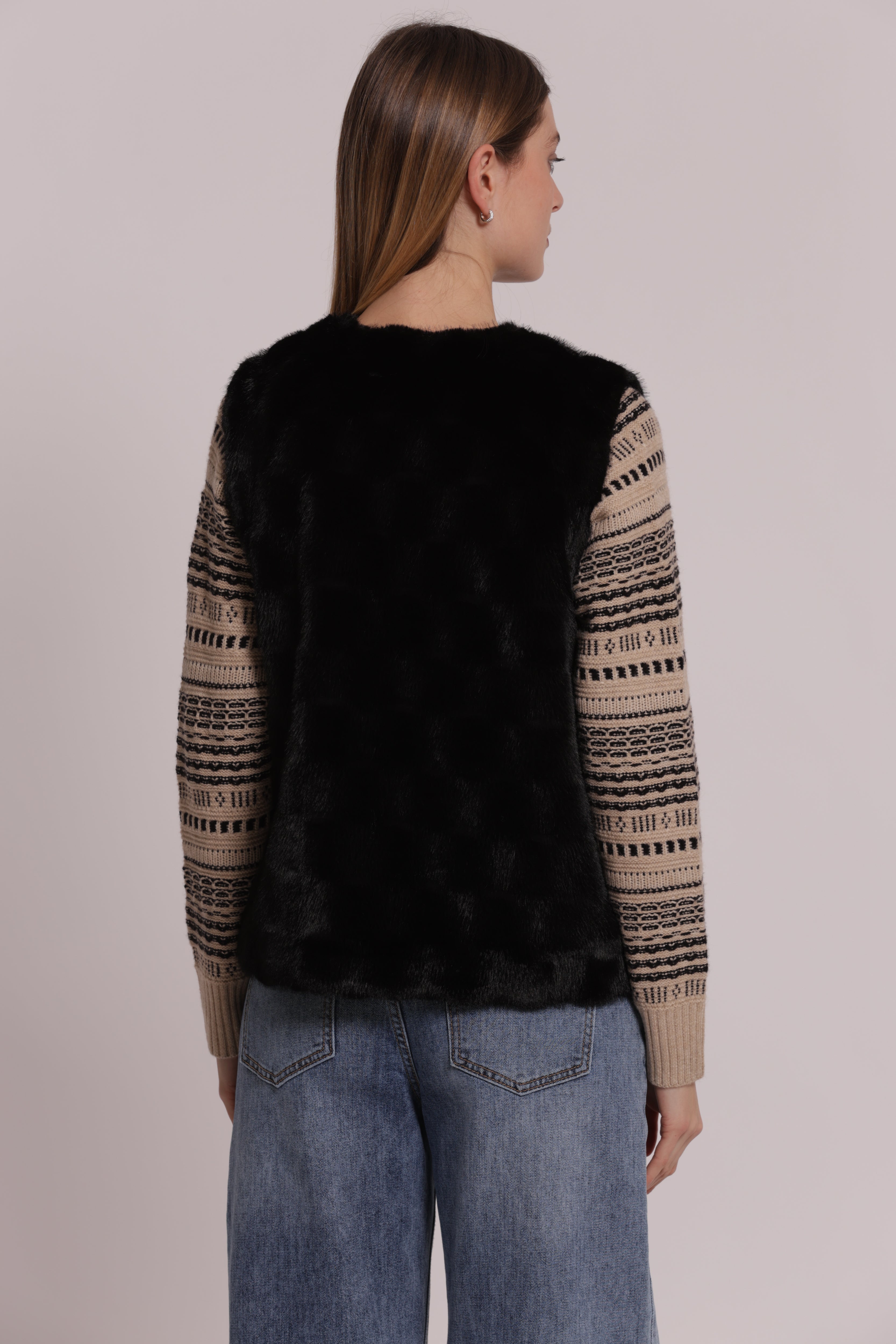 Mimi Mua Gilet Effetto Pelliccia Nero