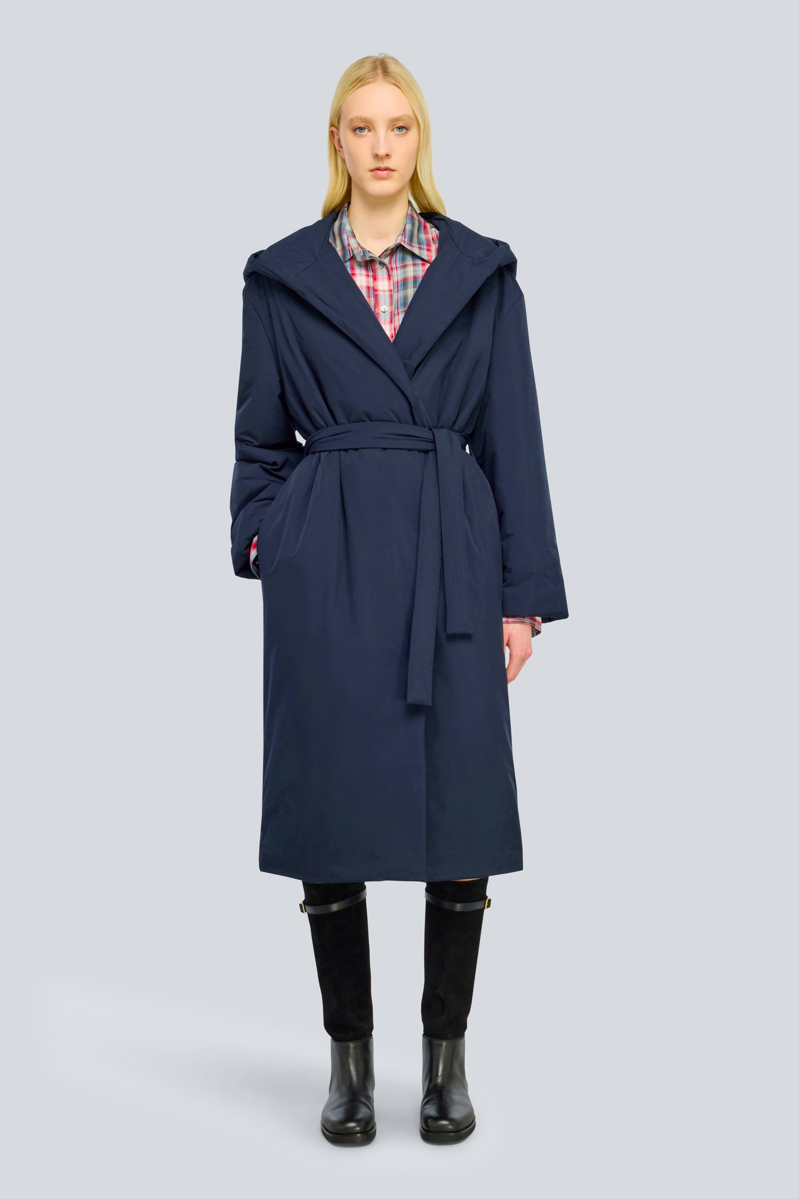 Semicouture Daria piumino lungo cappuccio blu