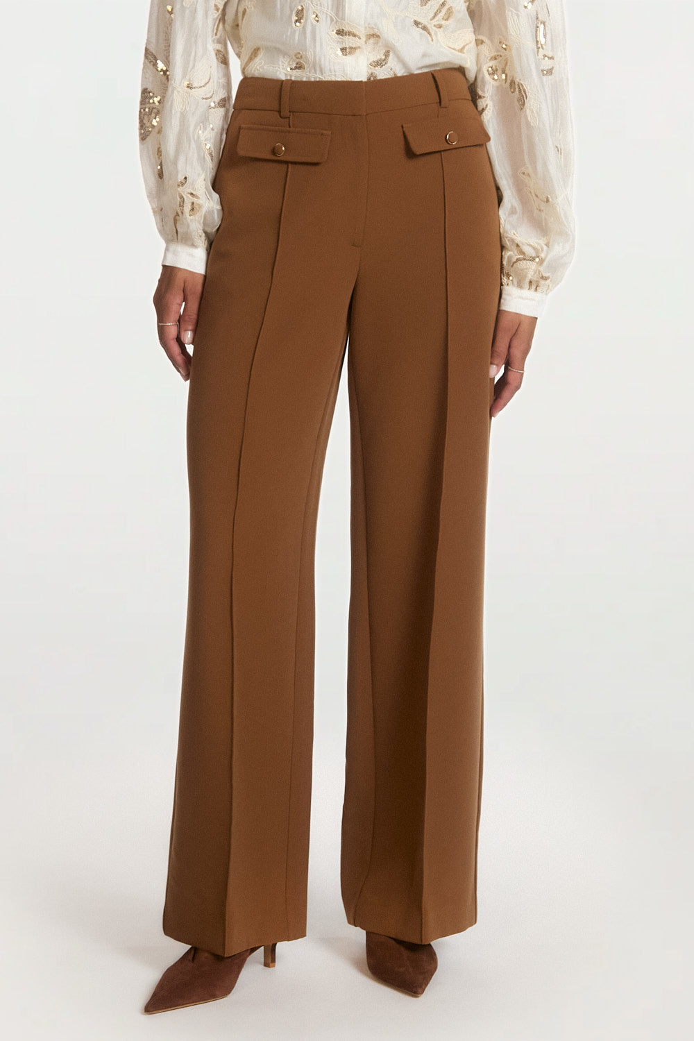 Aaiko Lumiere pantaloni marroni brown sugar palazzo