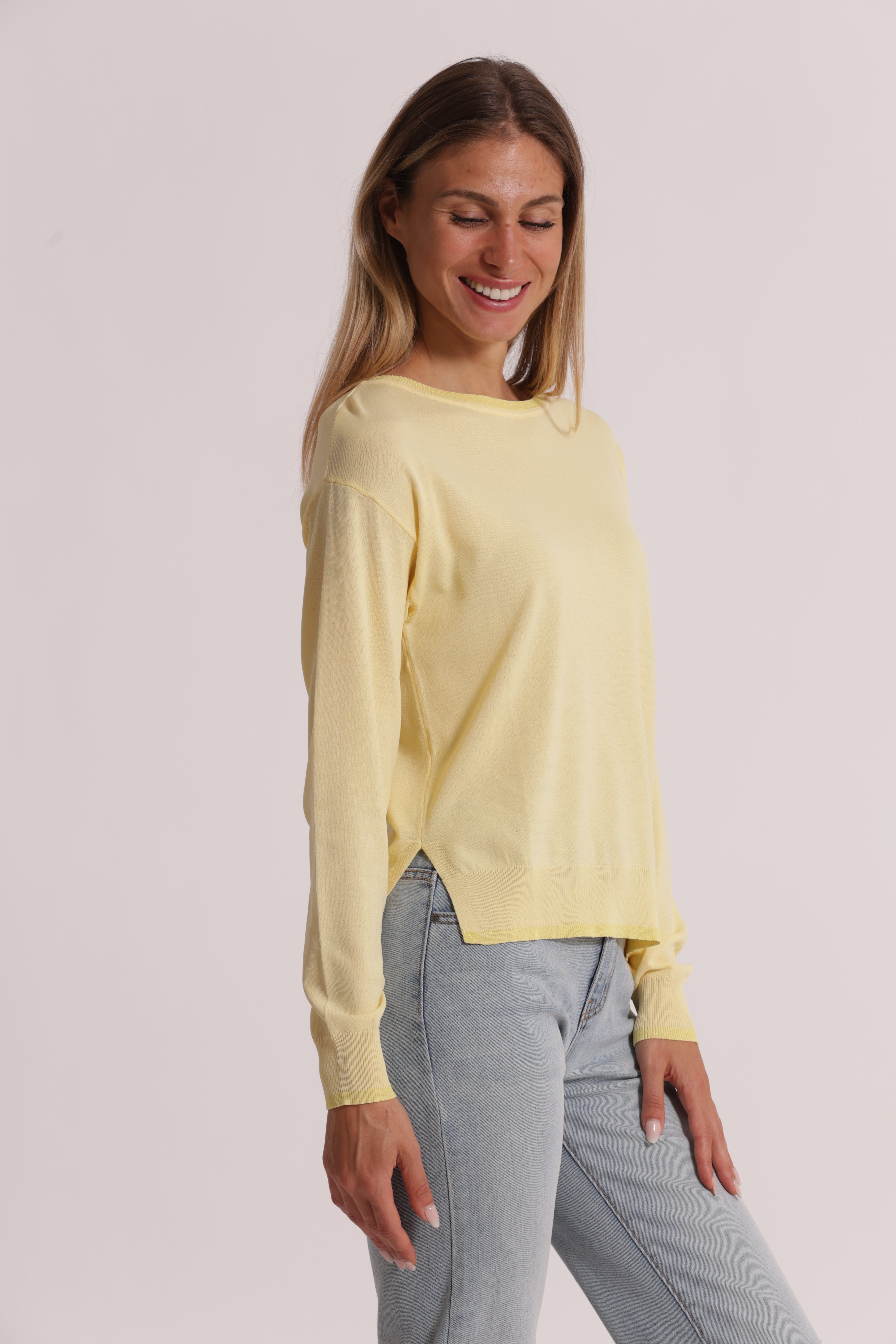 Mimi Mua Maglia Maniche Lunghe Lurex Panna