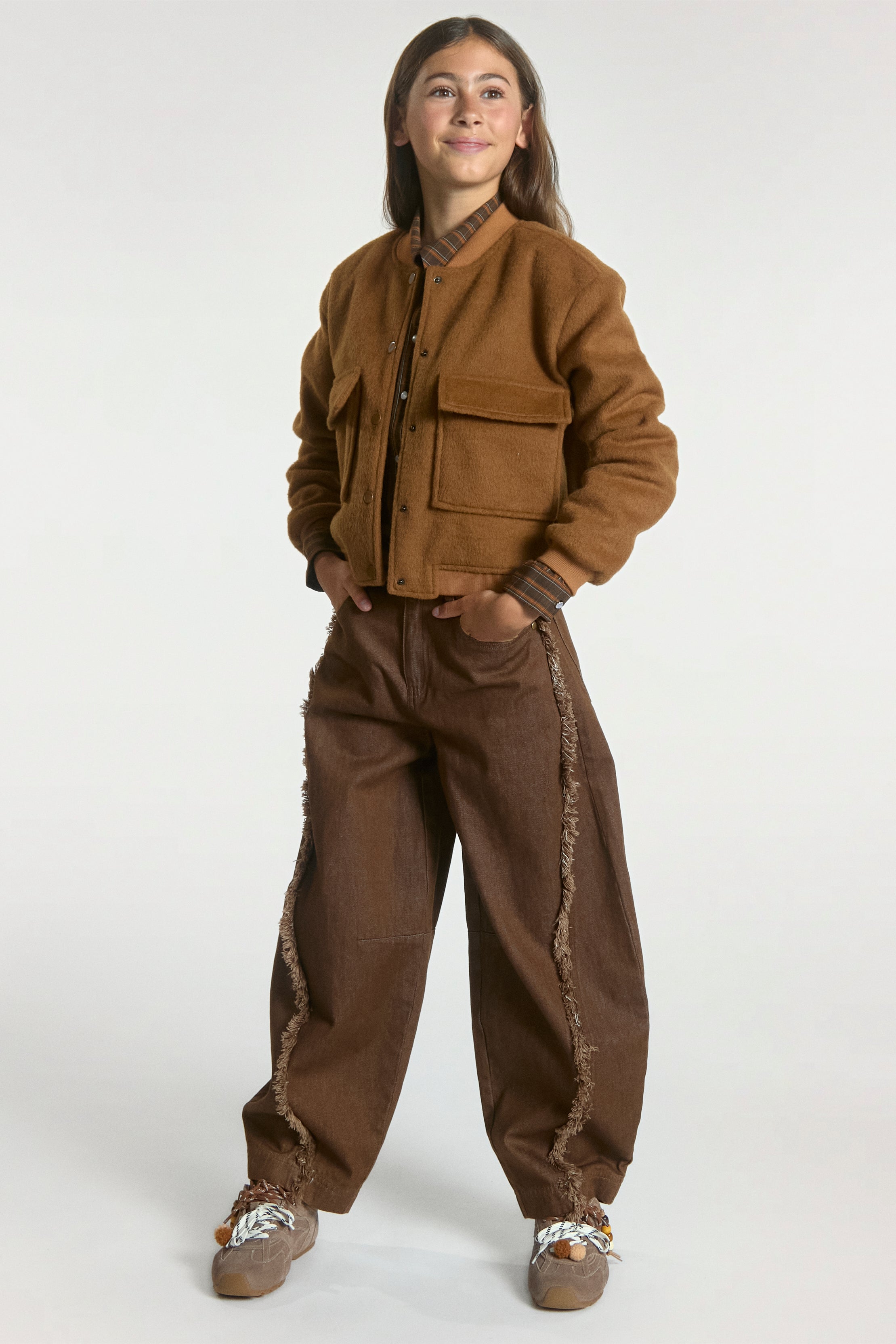 Aaiko Quinn jeans fudge barrel frange bambina