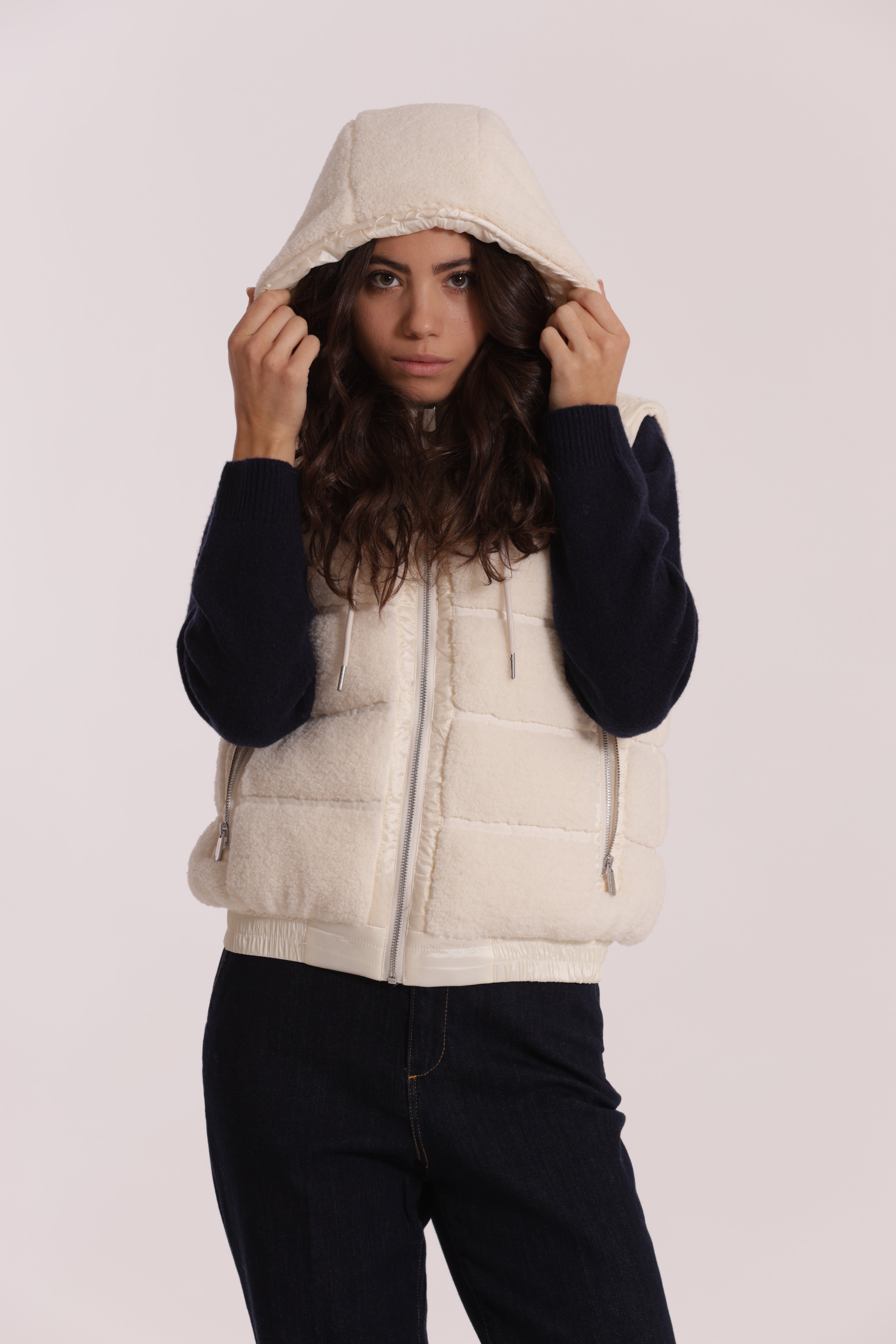 Mimi Mua Effetto Montone Gilet Nero Caldo