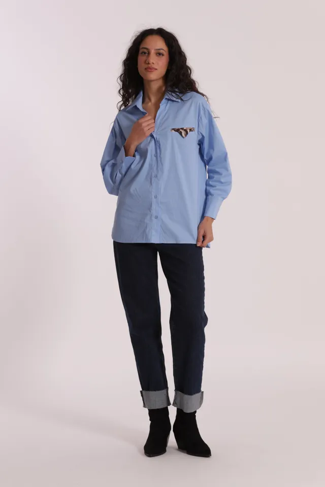 Mimi Mua jeans cropped con rivolto blu scuro cotone
